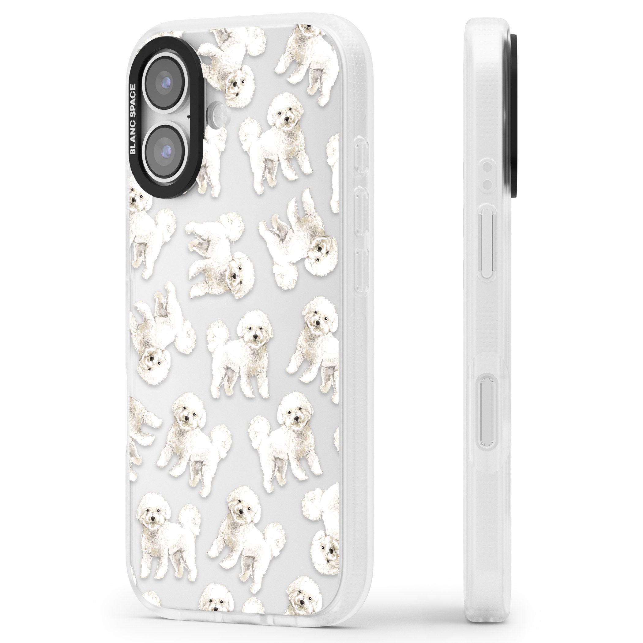 Bichon Frise Watercolor iPhone 17 Impact Air Clear Phone Case Side Profile