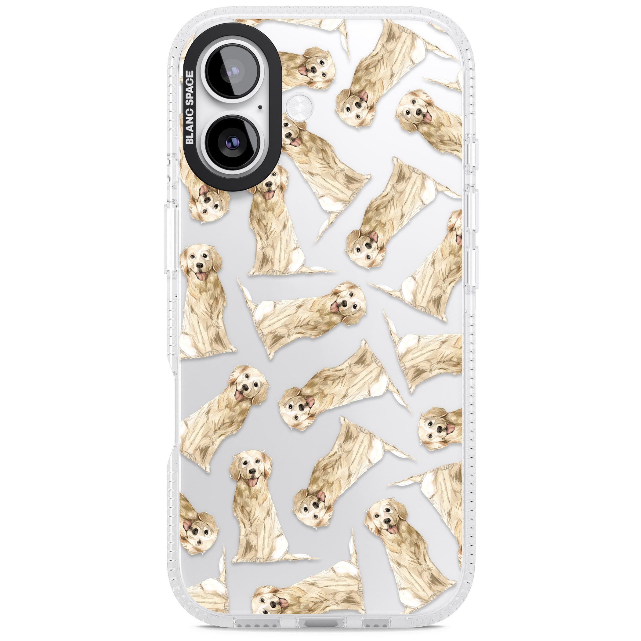Golden Retriever Watercolor Pattern iPhone 17 Impact Air Clear Phone Case