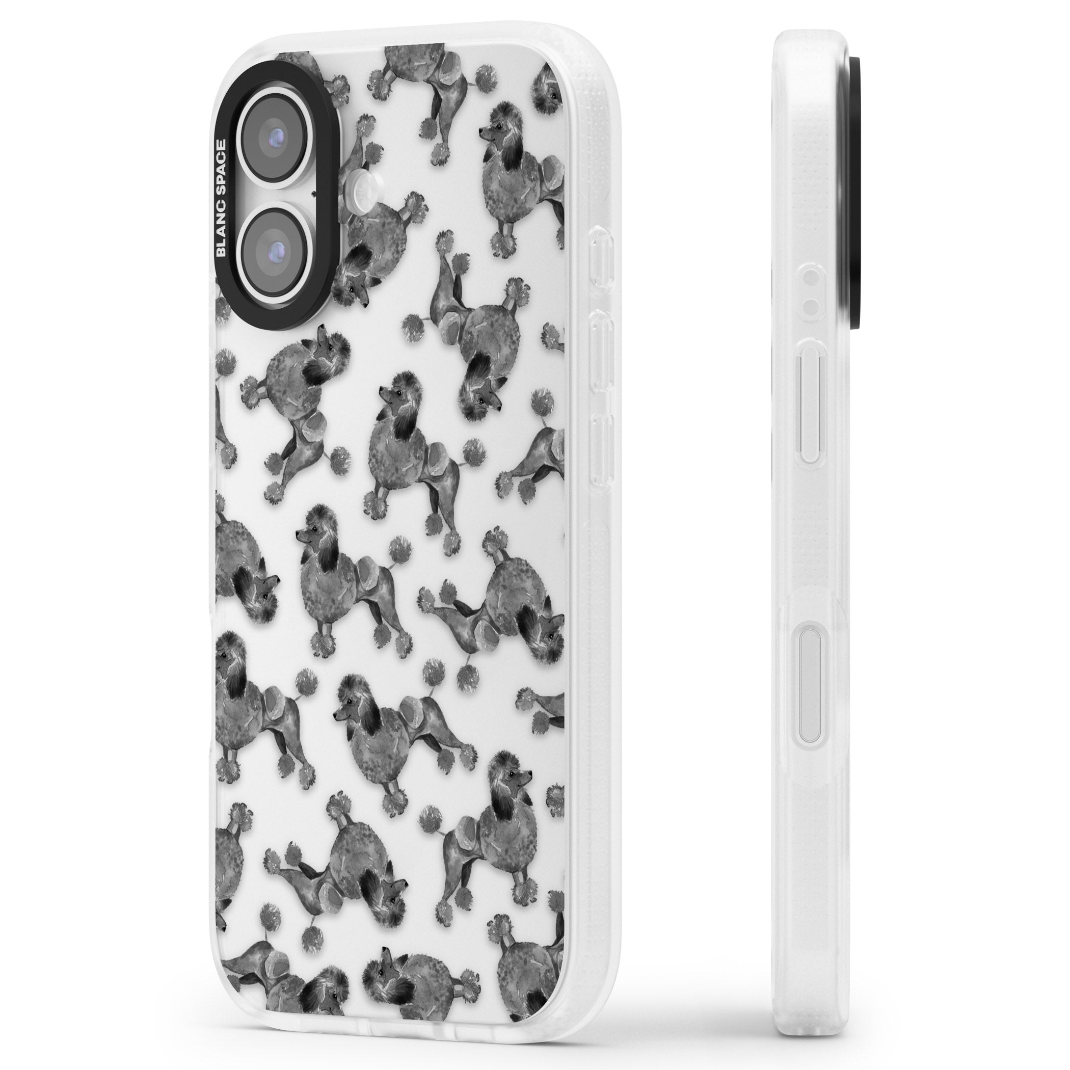Poodle Pattern iPhone 17 Impact Air Clear Phone Case Side Profile