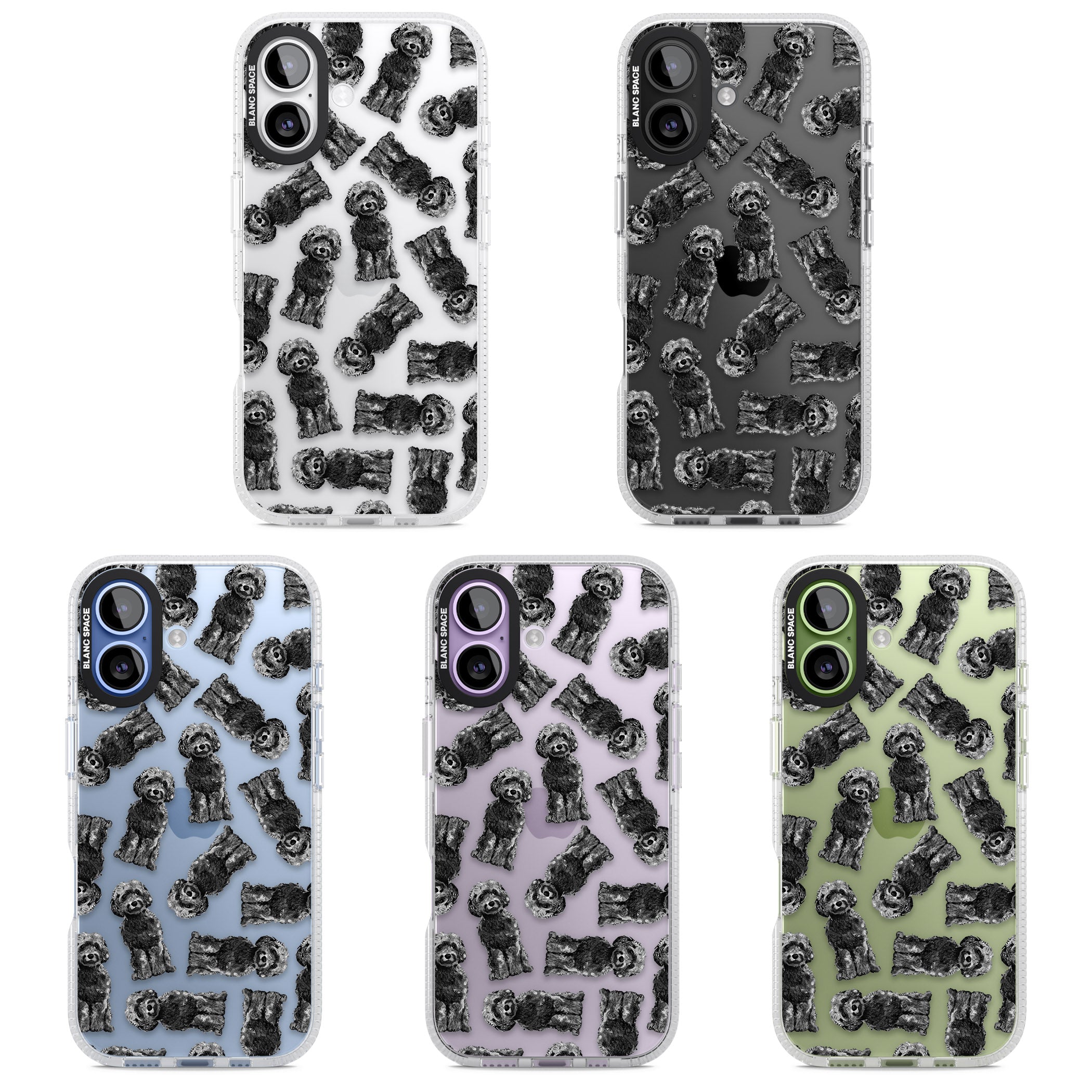 Black Cockapoo Watercolor iPhone 17 Impact Air Clear Phone Case APT Impact Protection