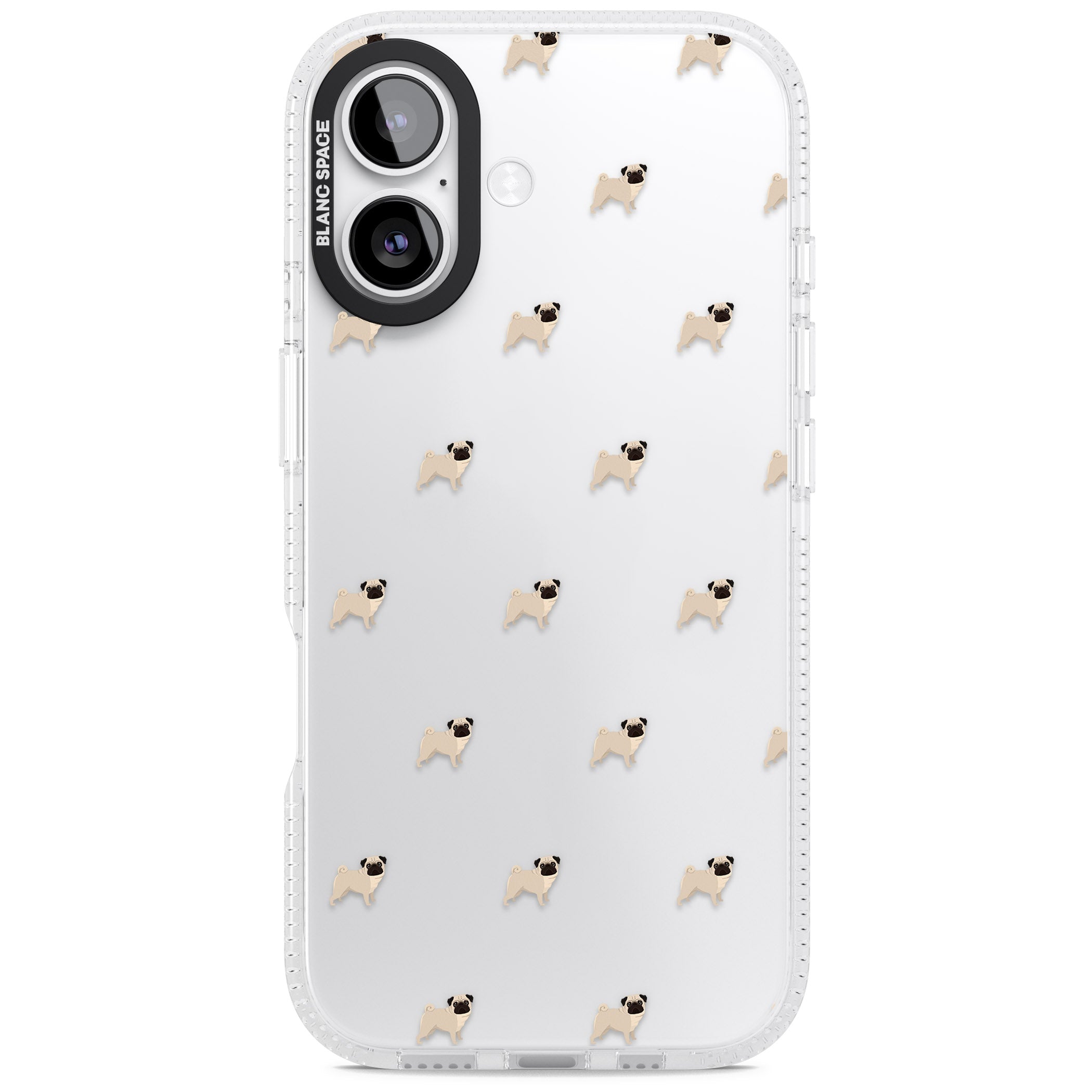 Pug Pattern iPhone 17 Impact Air Clear Phone Case