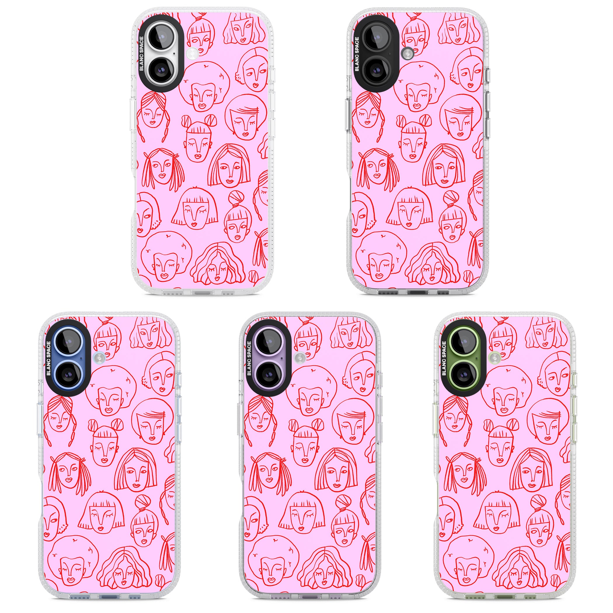 Girl Portrait Doodles iPhone 17 Impact Air Clear Phone Case APT Impact Protection