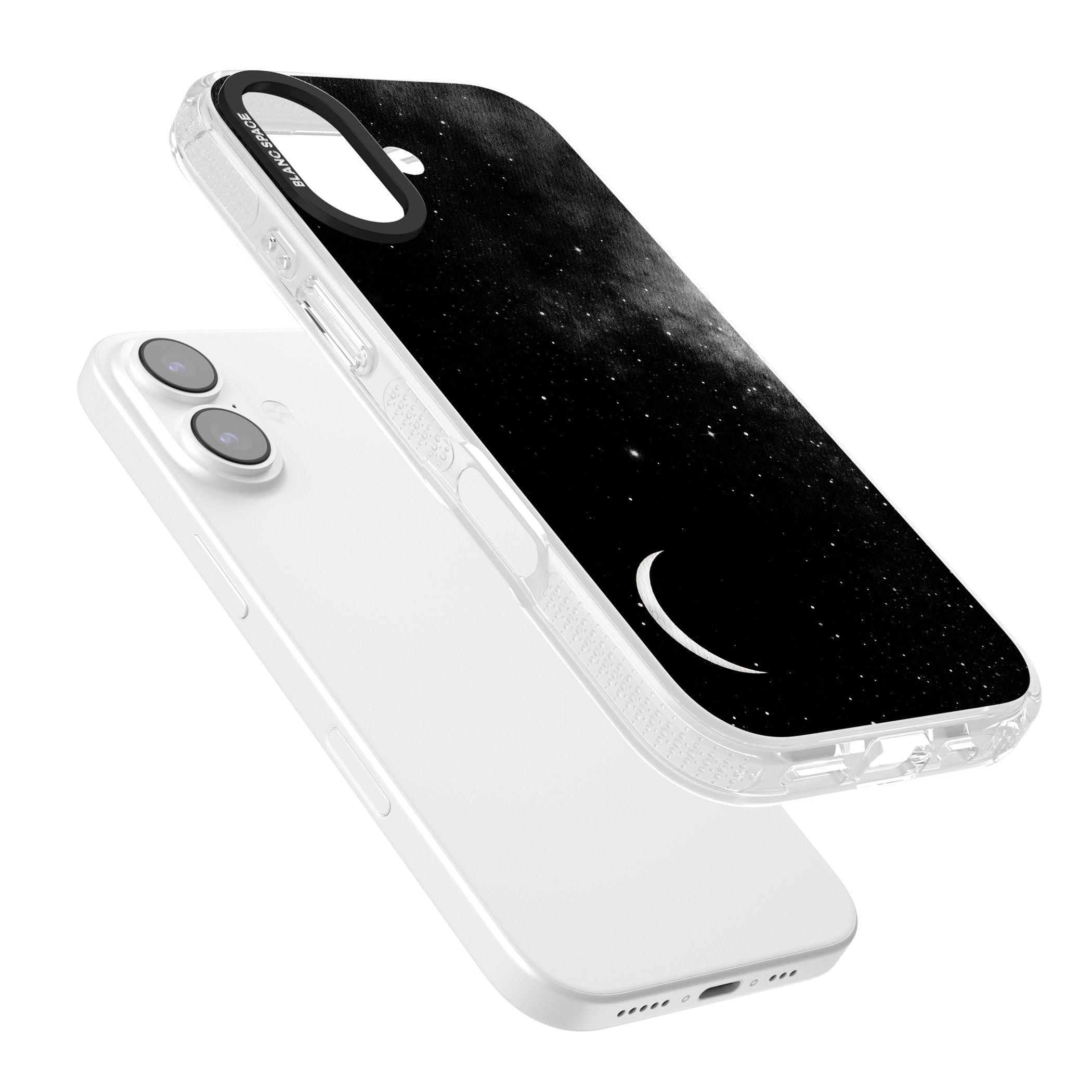 Night Sky Galaxies: Crescent Moon iPhone 17 Impact Air Clear Phone Case Colours