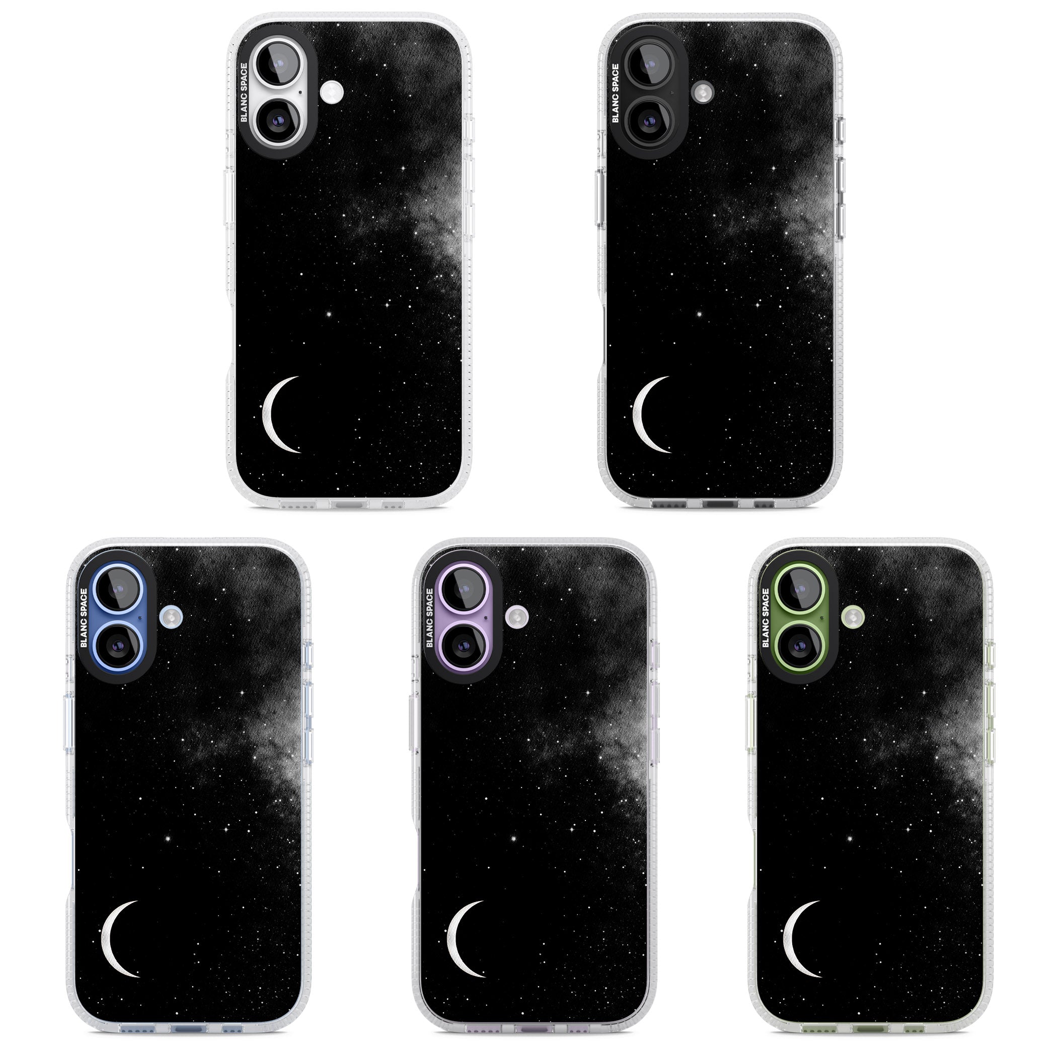 Night Sky Galaxies: Crescent Moon iPhone 17 Impact Air Clear Phone Case APT Impact Protection