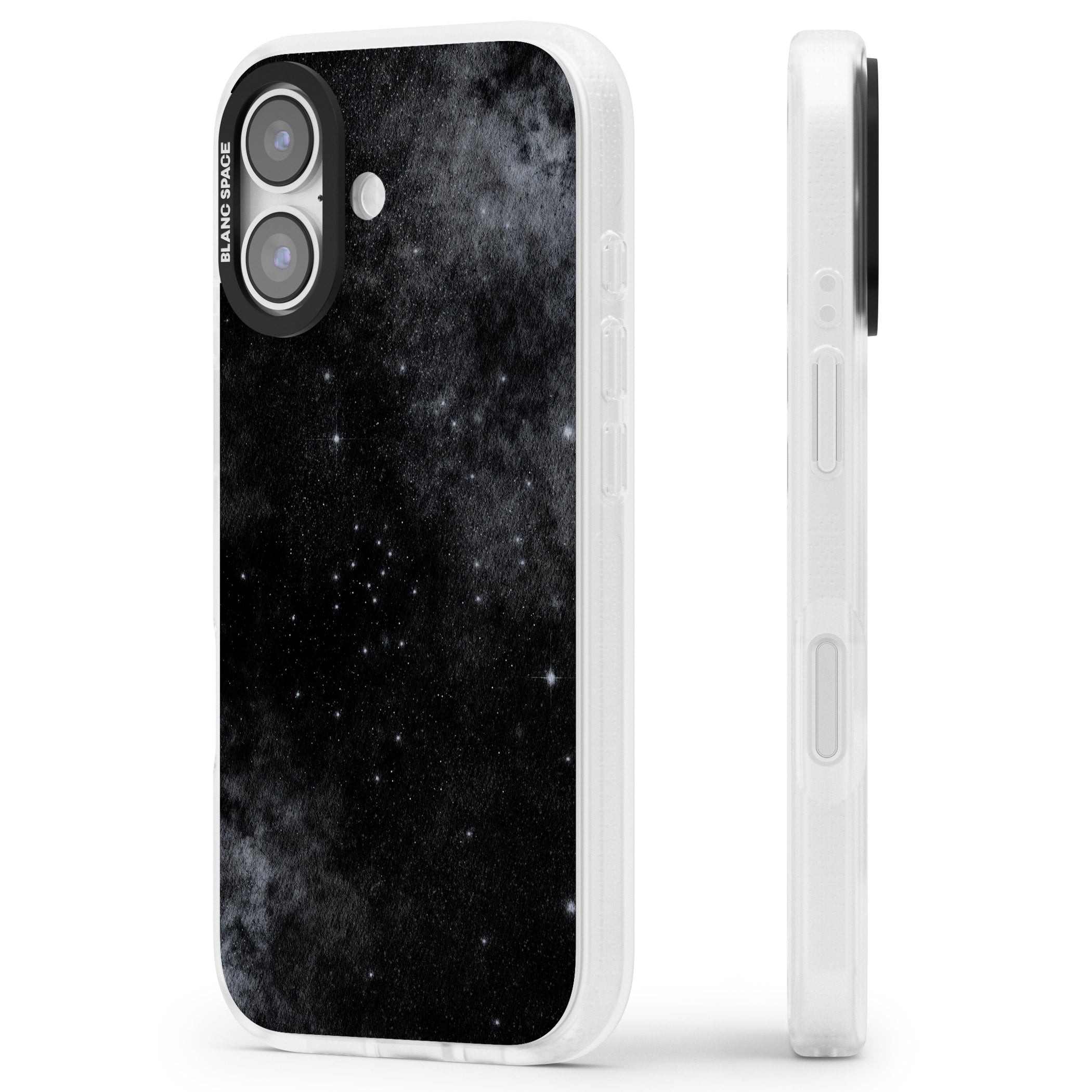 Night Sky Galaxies: Shimmering Stars iPhone 17 Impact Air Clear Phone Case Side Profile