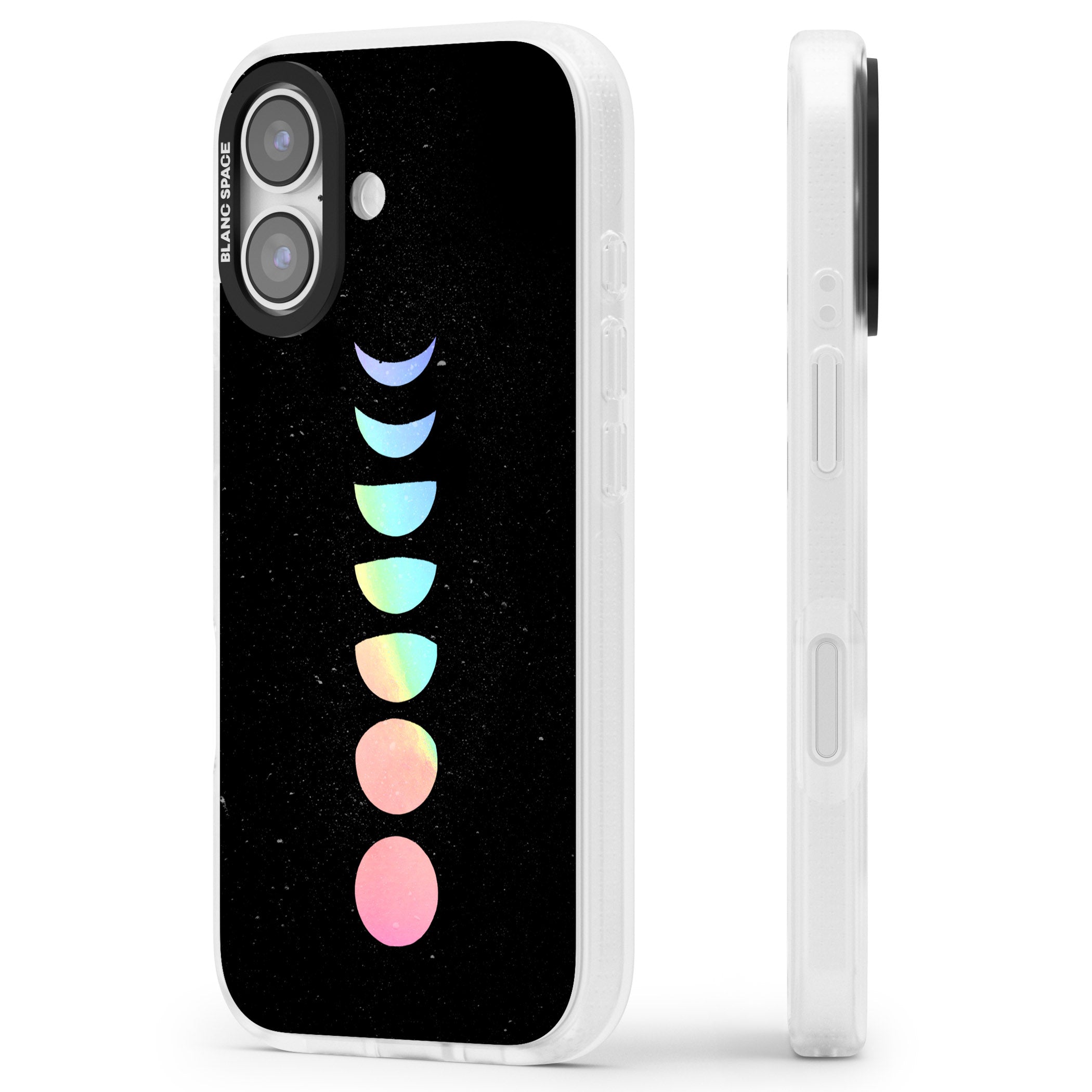 Pastel Moon Phases iPhone 17 Impact Air Clear Phone Case Side Profile