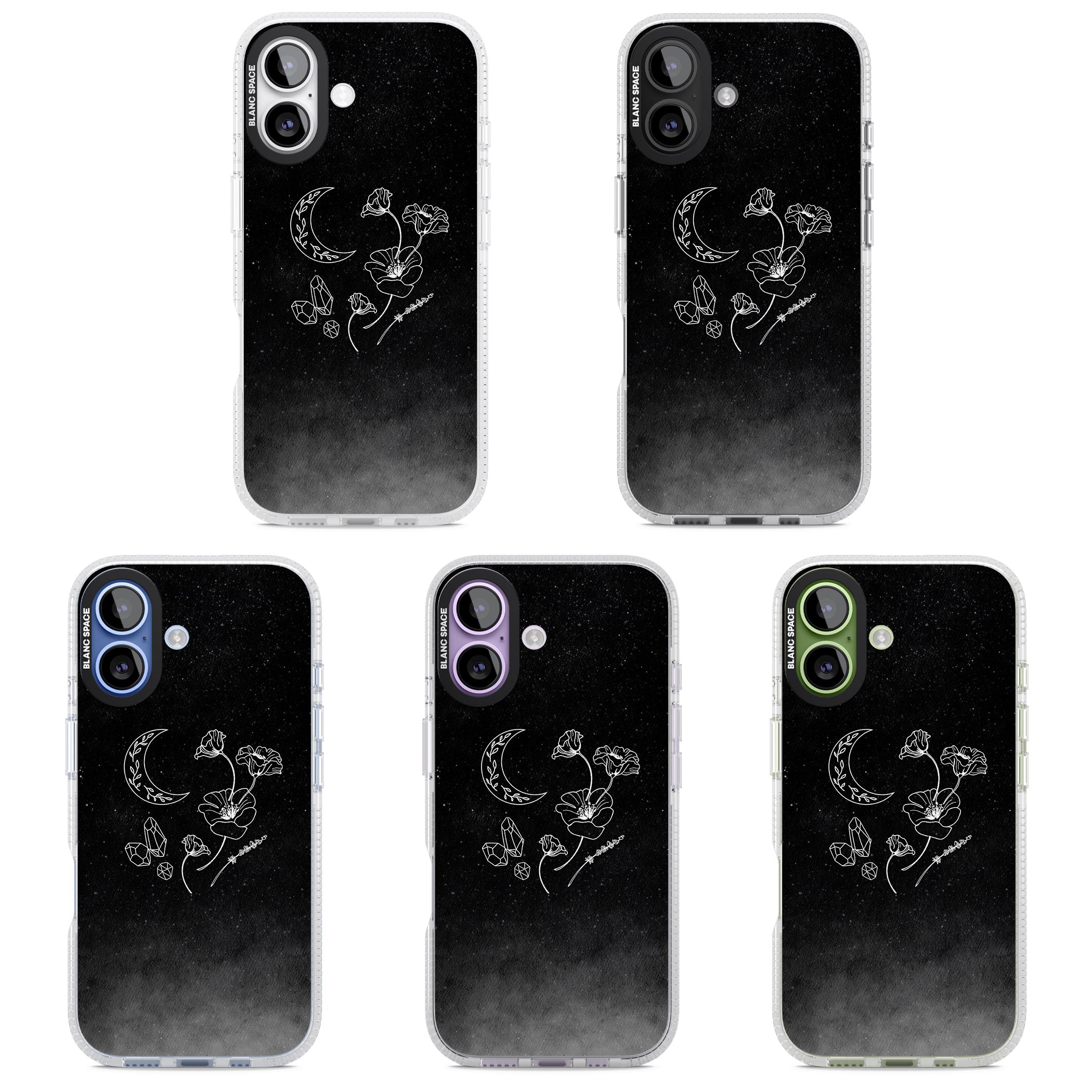 Midnight Moon Botanic iPhone 17 Impact Air Clear Phone Case APT Impact Protection