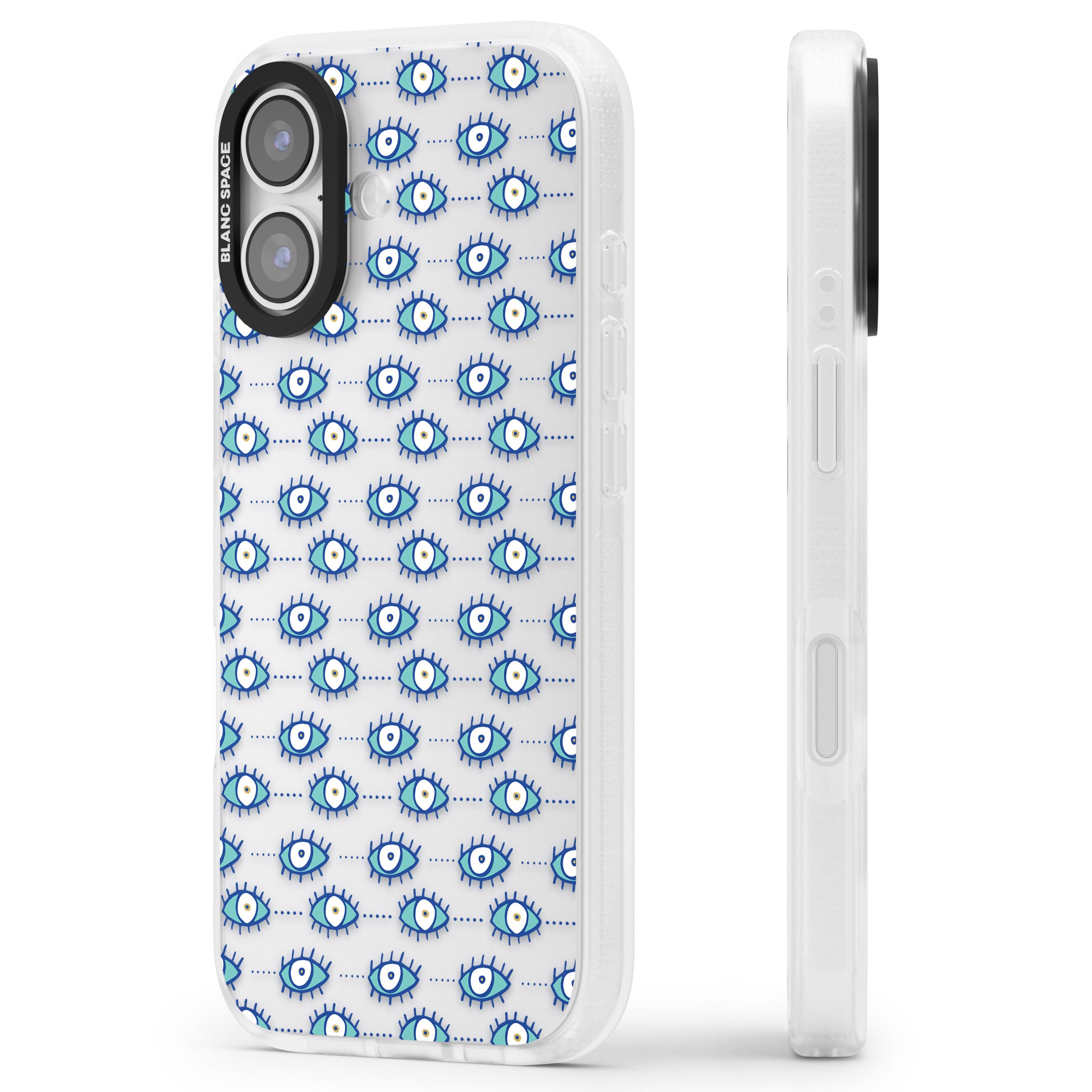 Psychedelic Eyes iPhone 17 Impact Air Clear Phone Case Side Profile