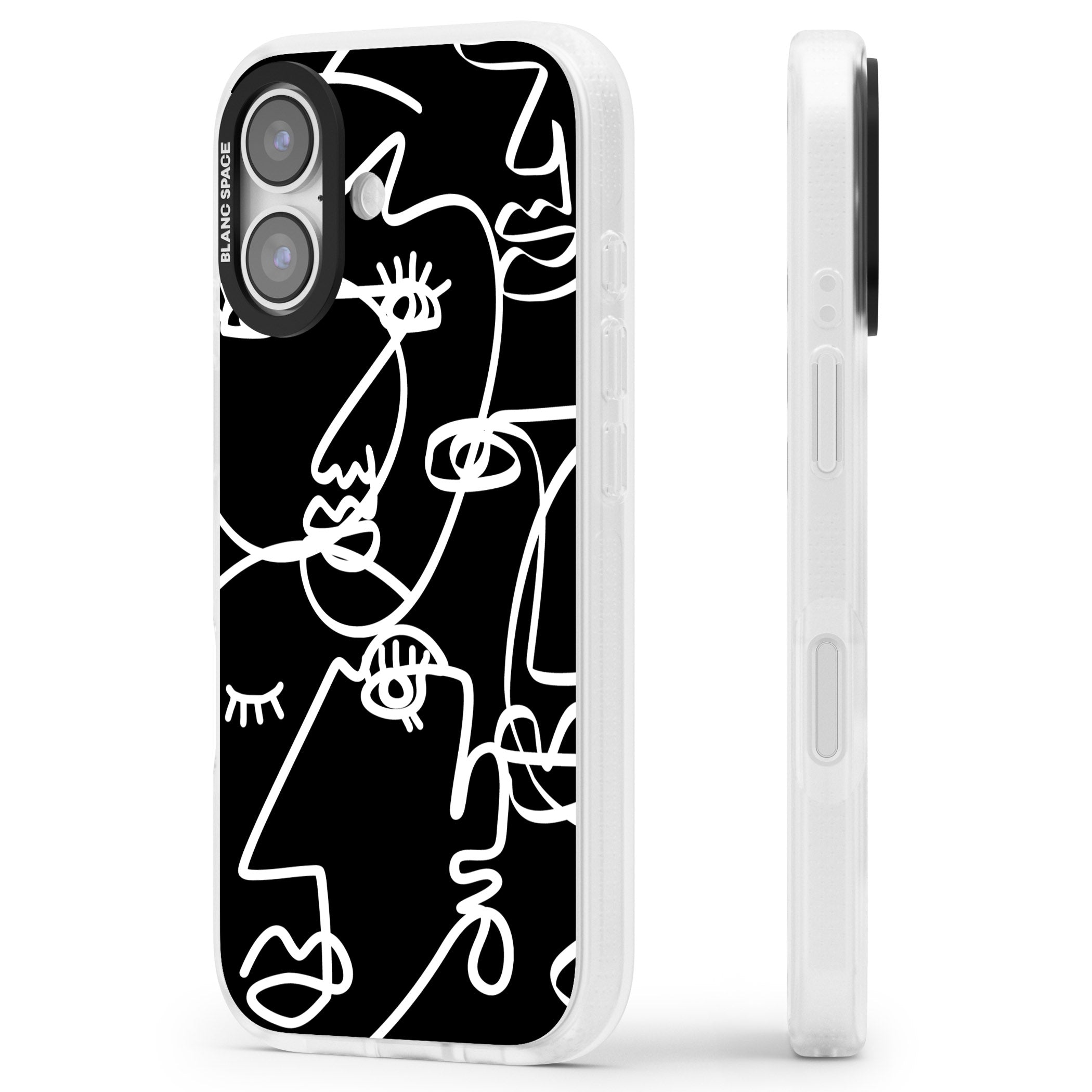 Abstract Line Art White Black iPhone 17 Impact Air Clear Phone Case Side Profile