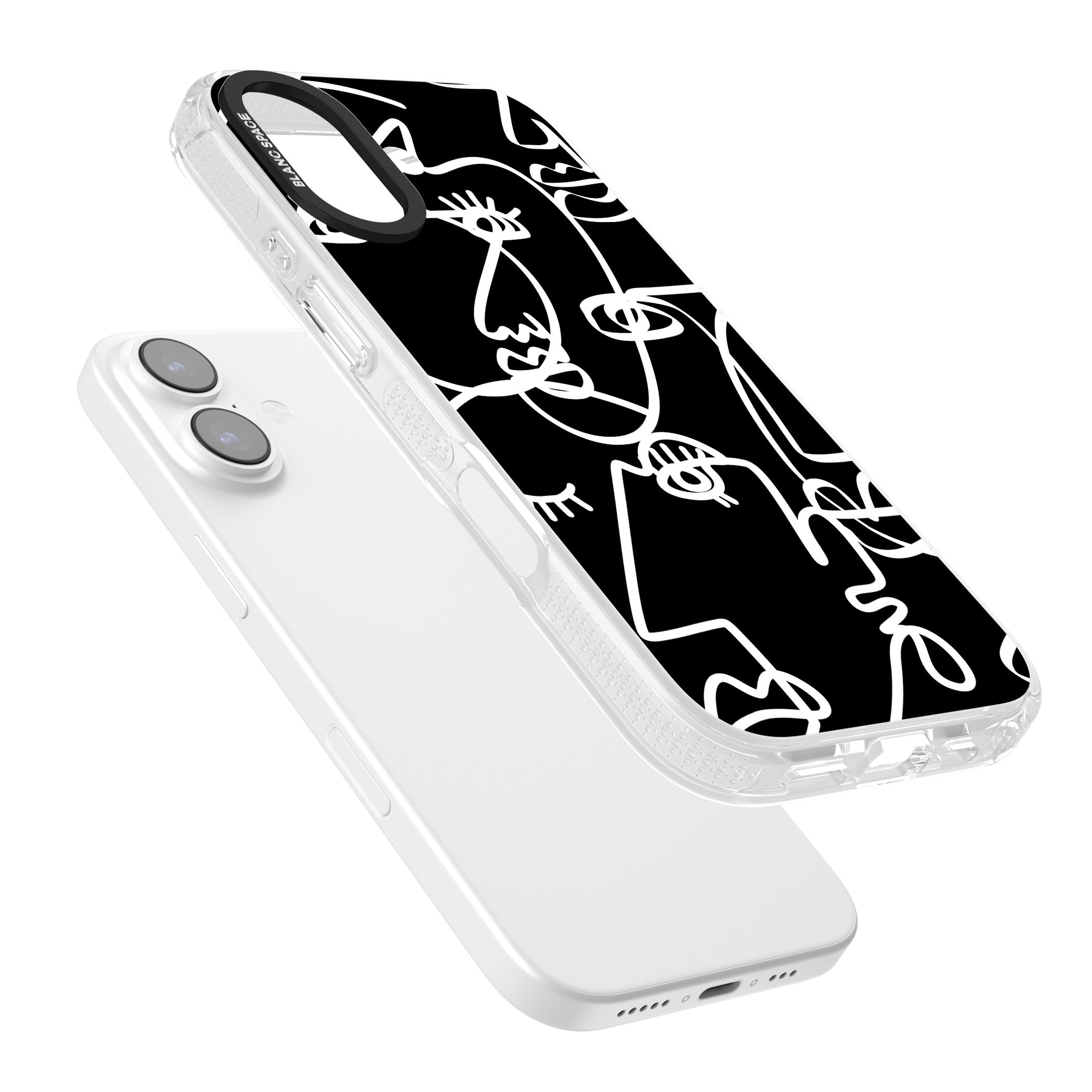 Abstract Line Art White Black iPhone 17 Impact Air Clear Phone Case Colours