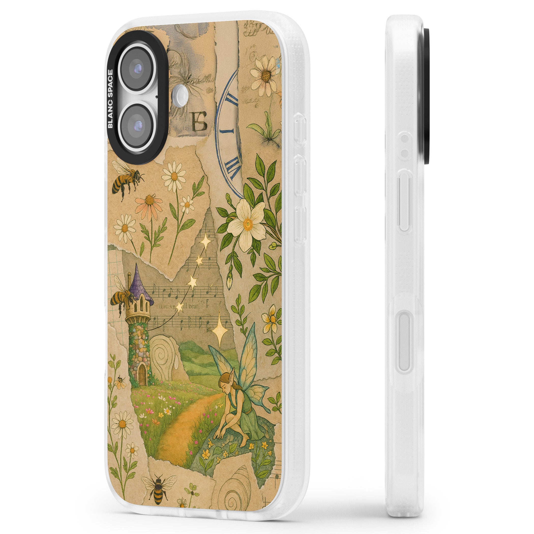 Floral Fairy Collage iPhone 17 Impact Air Clear Phone Case Side Profile