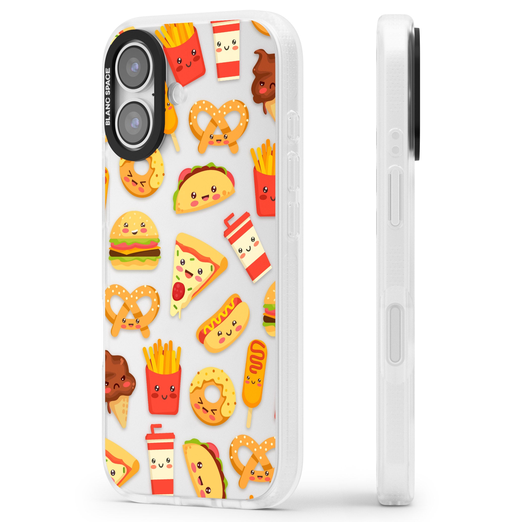 Fast Food Patterns Kawaii Fast Food Mix iPhone 17 Impact Air Clear Phone Case Side Profile