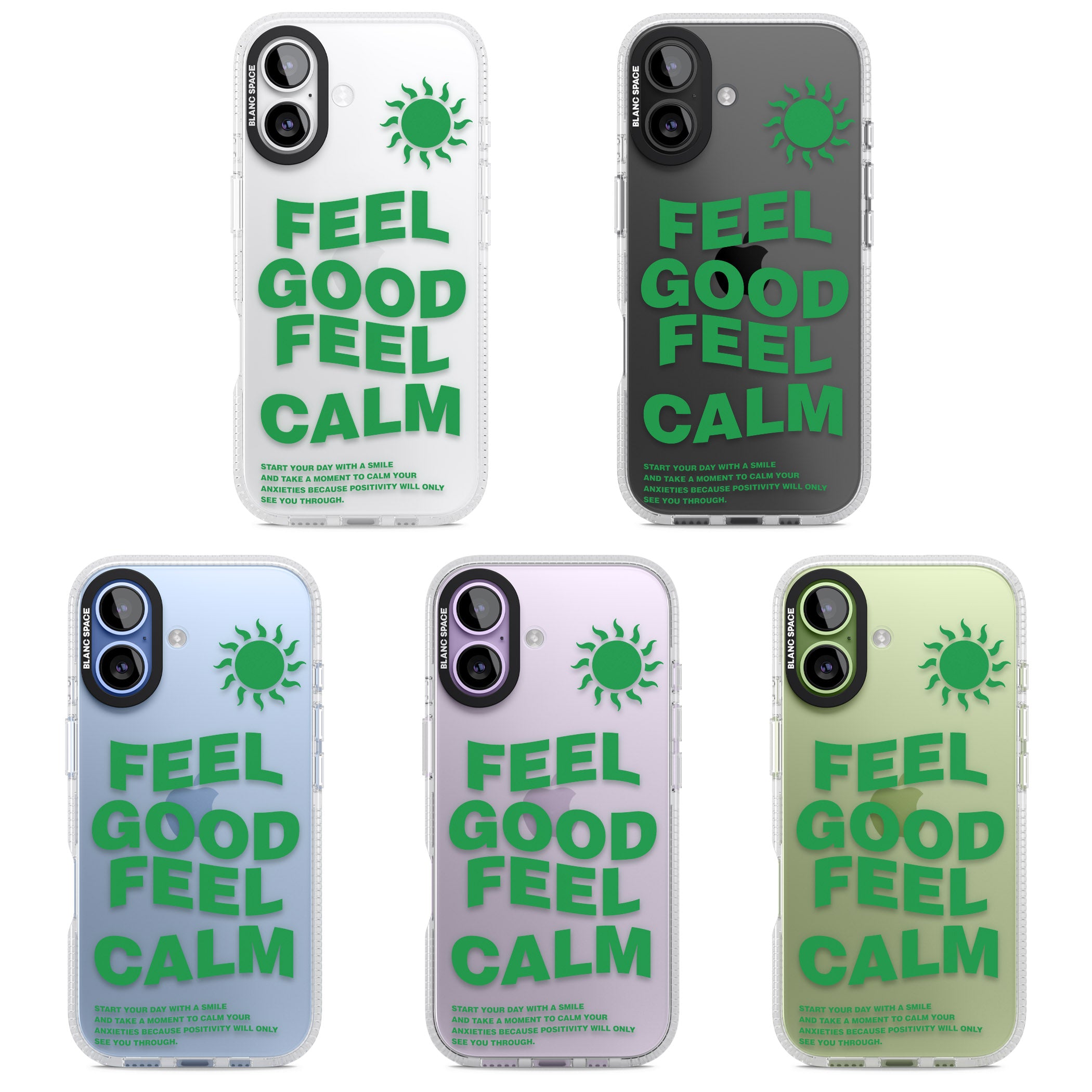 Feel Good Feel Calm (Green) iPhone 17 Impact Air Clear Phone Case APT Impact Protection