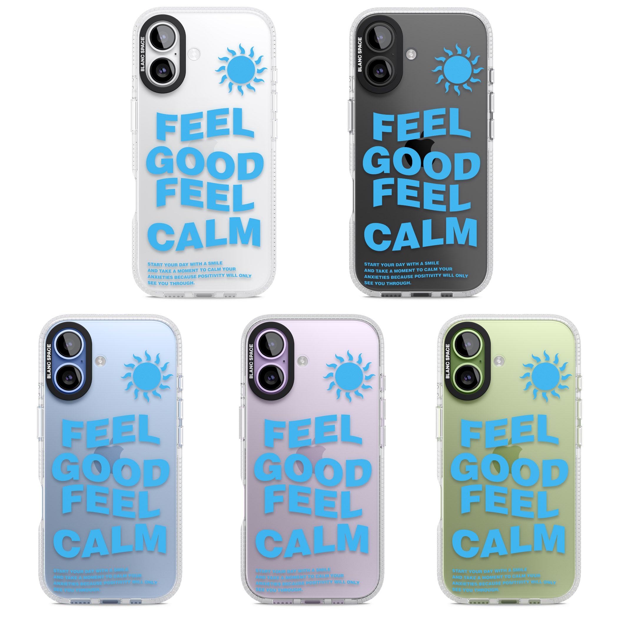 Feel Good Feel Calm (Blue) iPhone 17 Impact Air Clear Phone Case APT Impact Protection