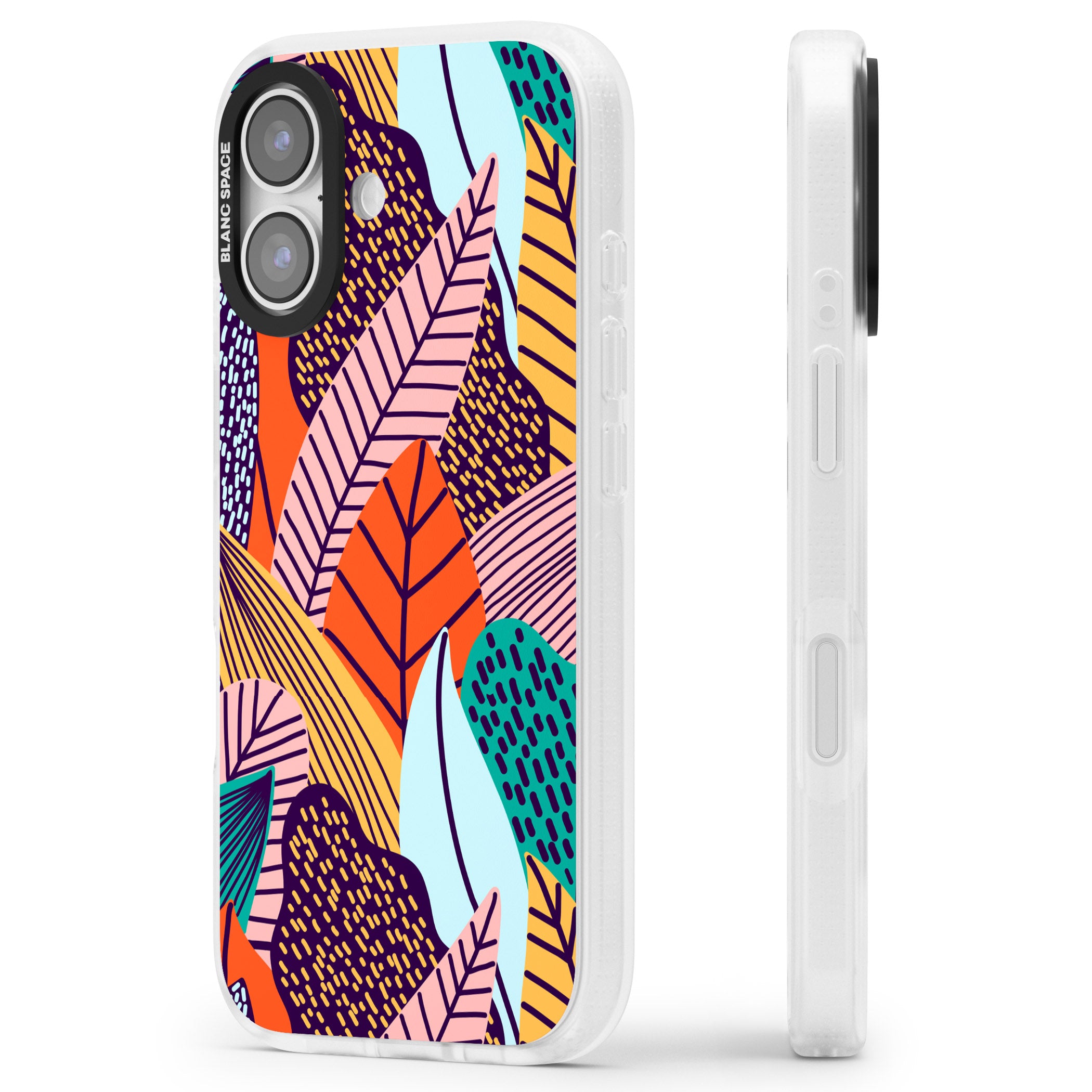 Abstract Leaves iPhone 17 Impact Air Clear Phone Case Side Profile