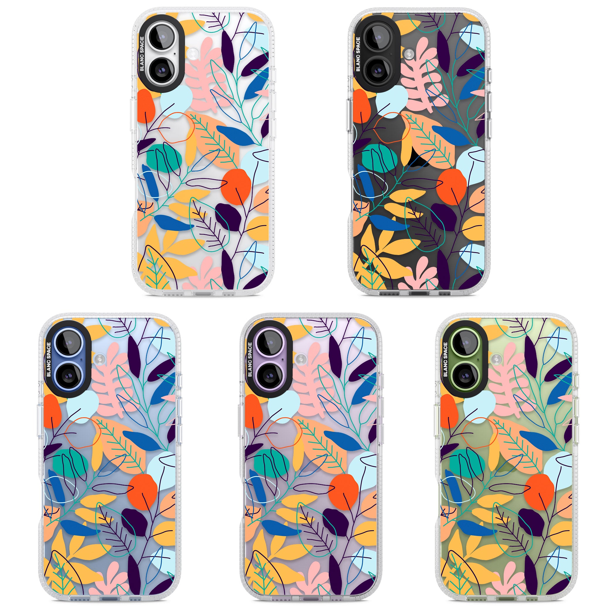 Abstract Line Drawn Leaves iPhone 17 Impact Air Clear Phone Case APT Impact Protection