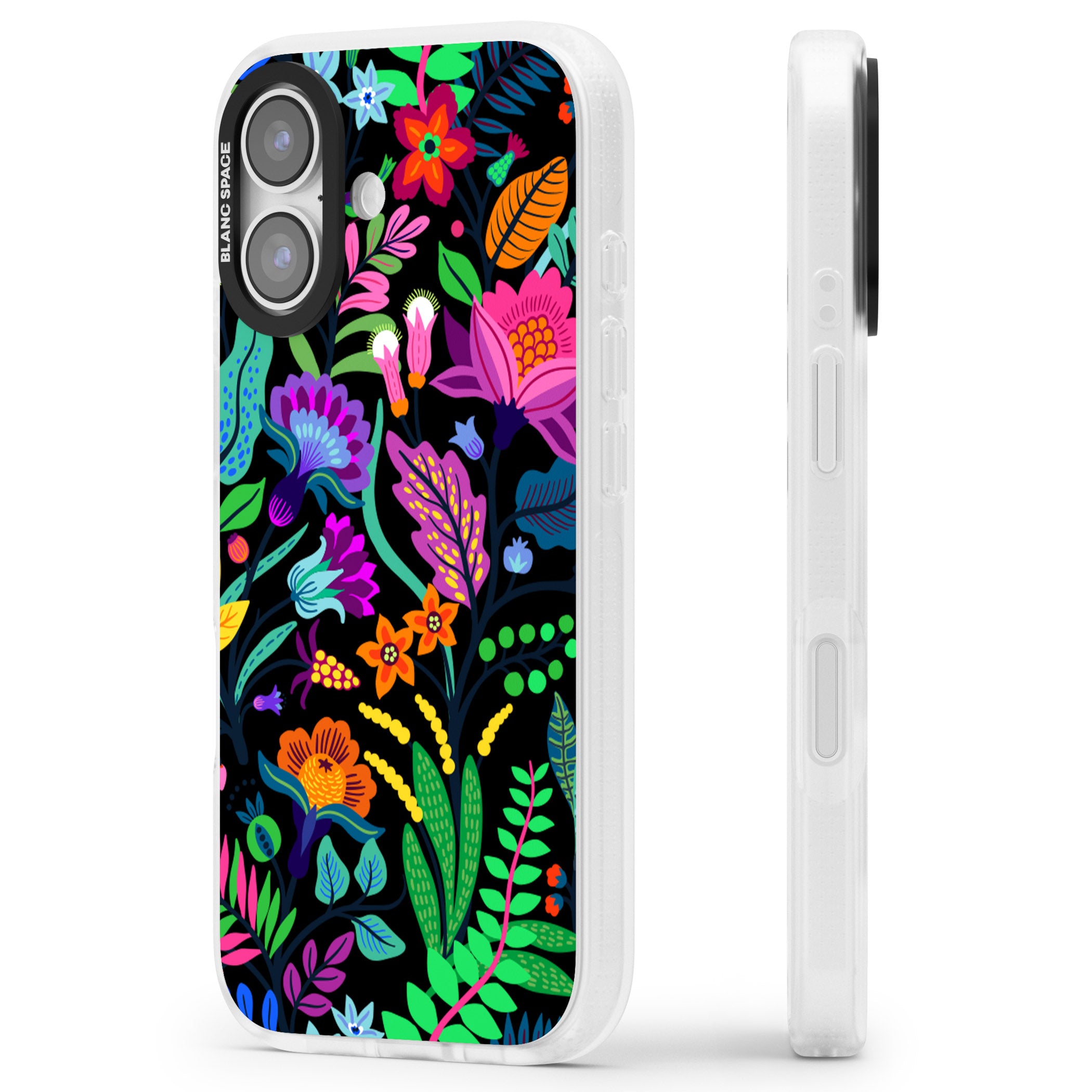 Floral Vibe (Black) iPhone 17 Impact Air Clear Phone Case Side Profile