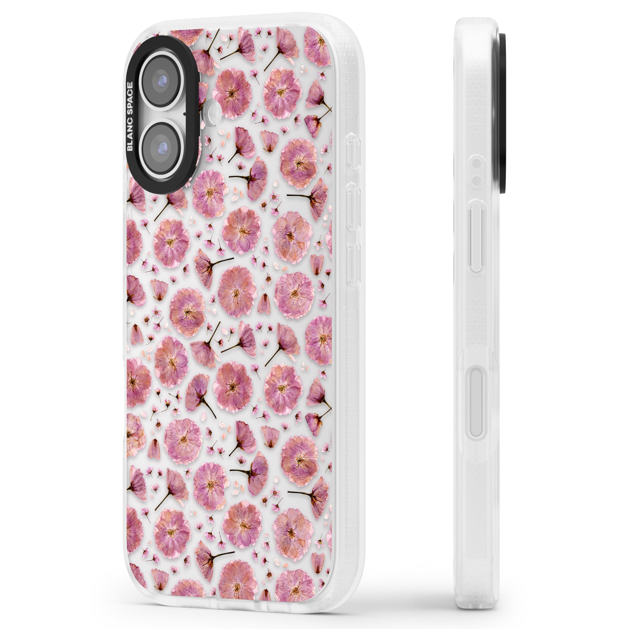 Pink Florals & Blossom iPhone 17 Impact Air Clear Phone Case Side Profile