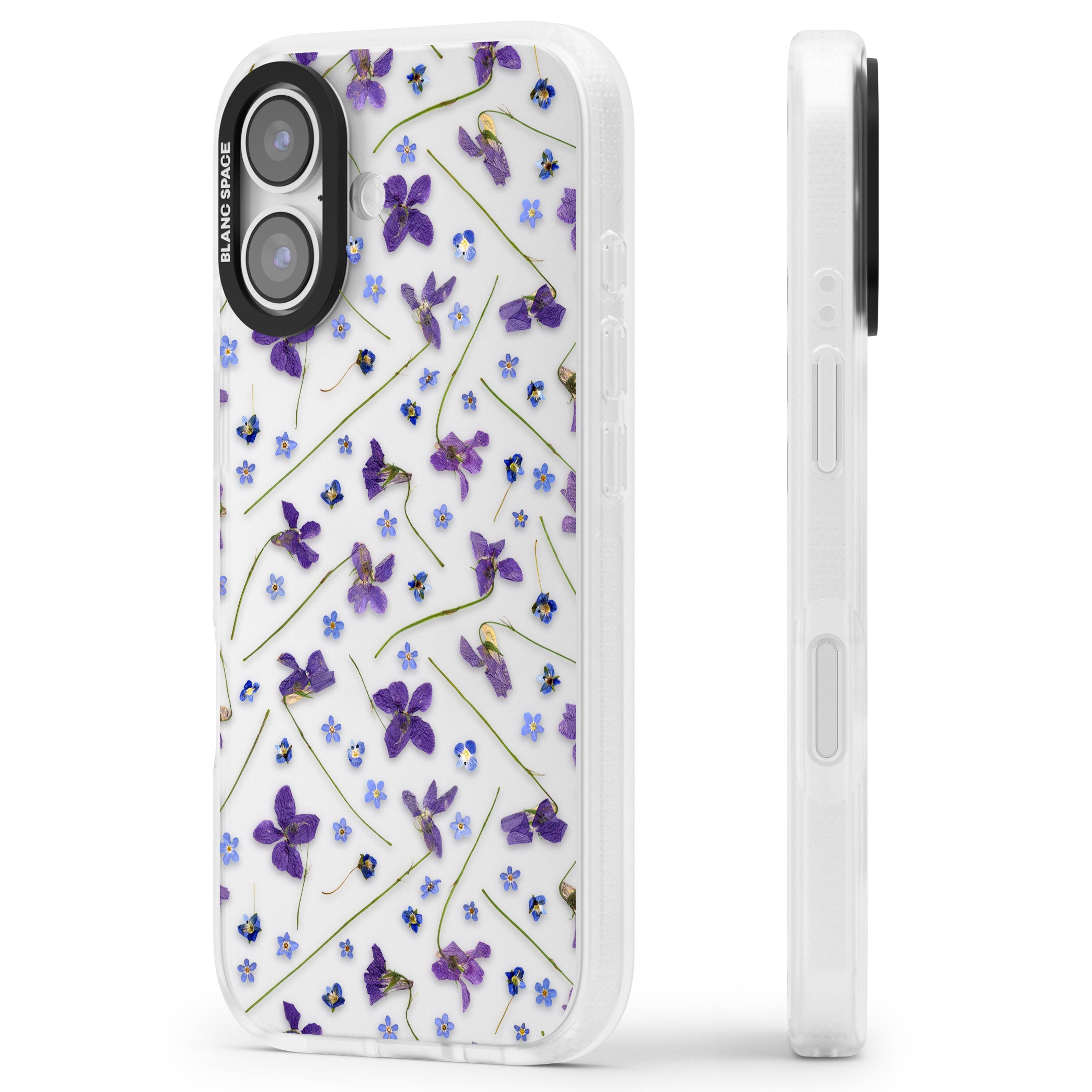Pressed Violet Flower iPhone 17 Impact Air Clear Phone Case Side Profile
