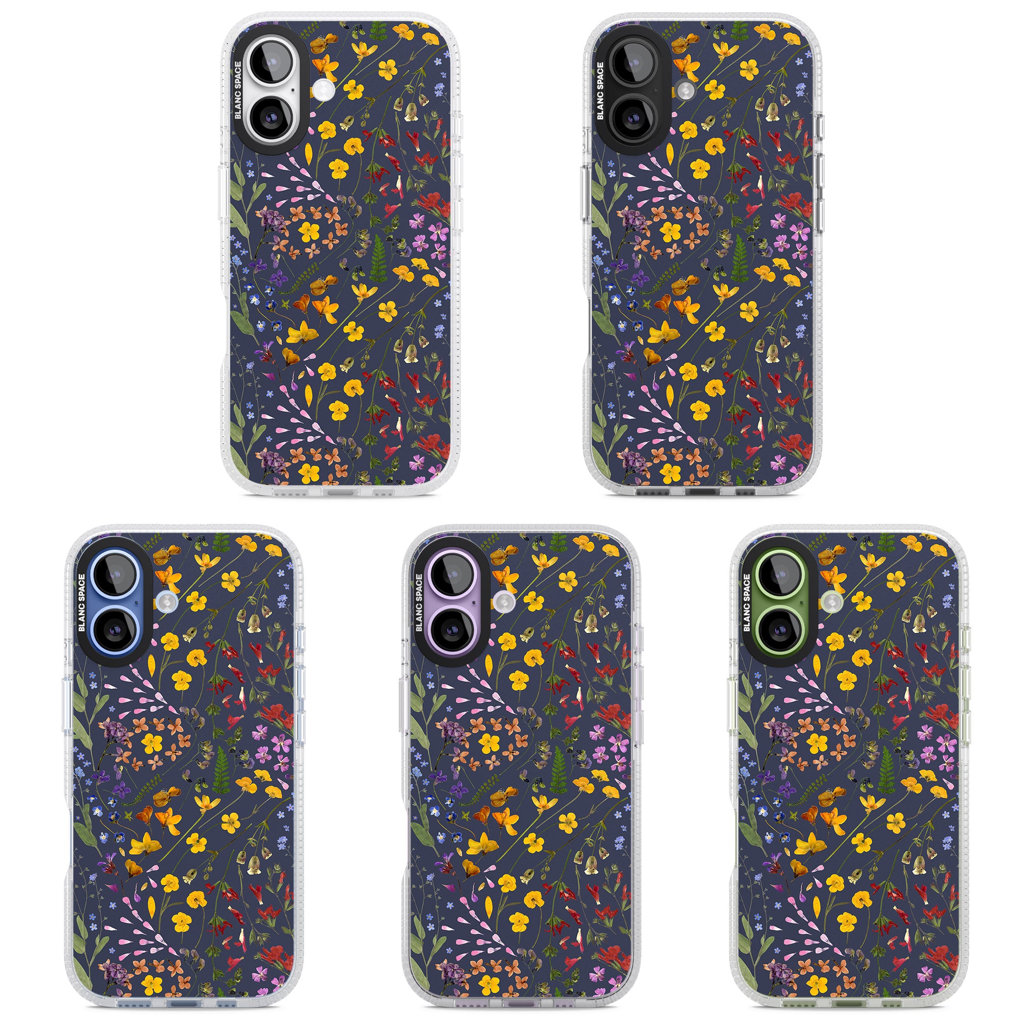 Wildflower Leaves Cluster Navy iPhone 17 Impact Air Clear Phone Case APT Impact Protection