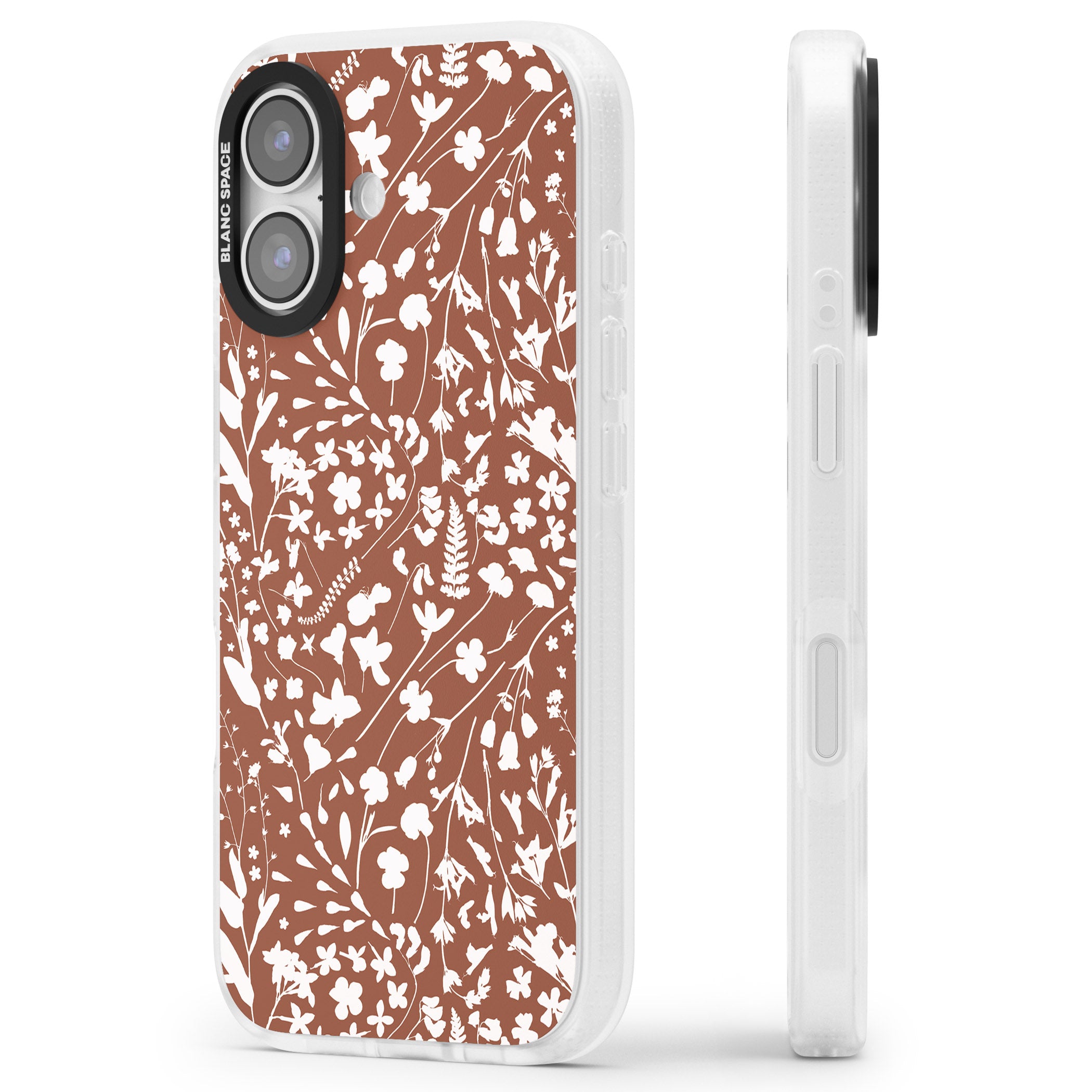 Wildflower Cluster On Terracotta iPhone 17 Impact Air Clear Phone Case Side Profile