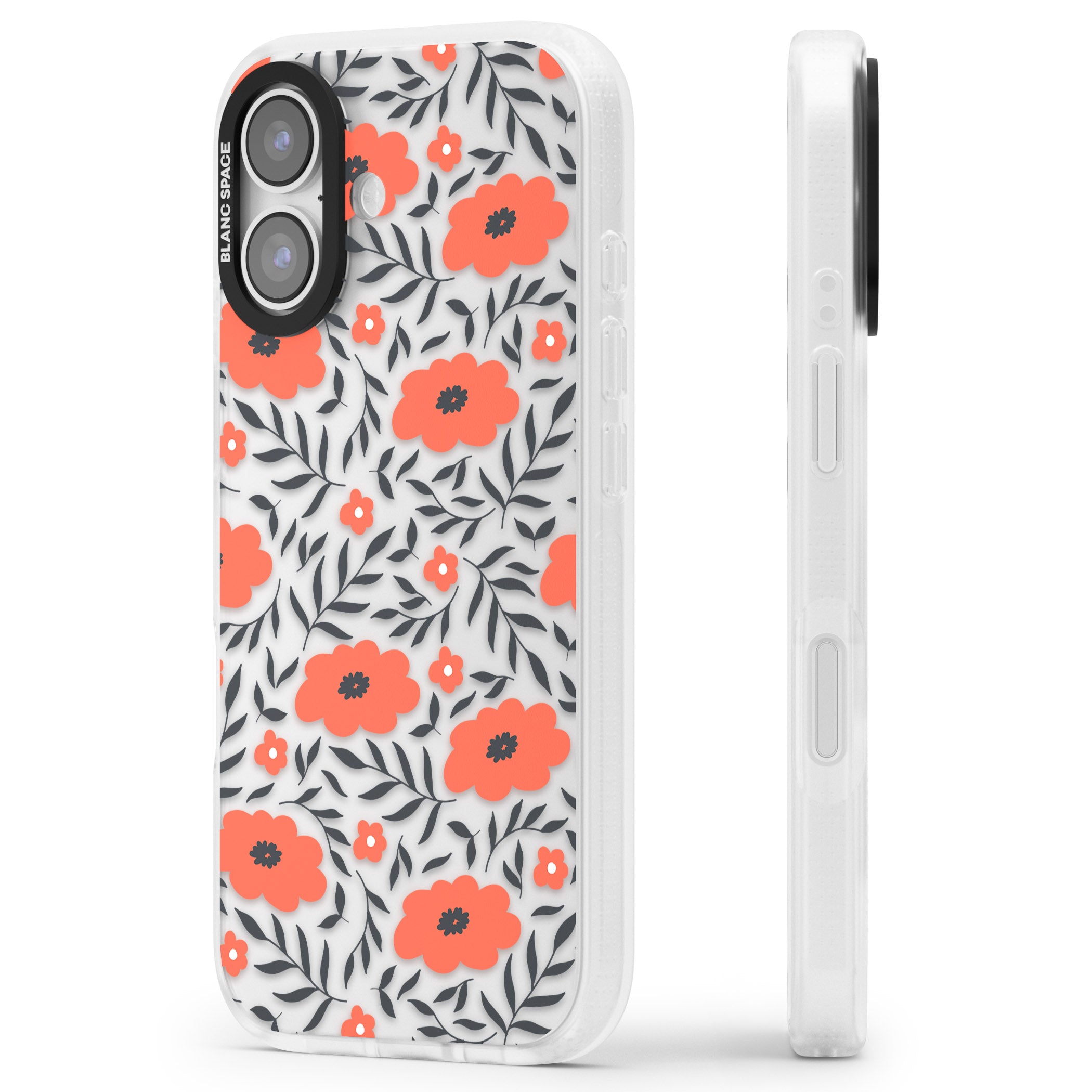 Red Poppy Floral iPhone 17 Impact Air Clear Phone Case Side Profile