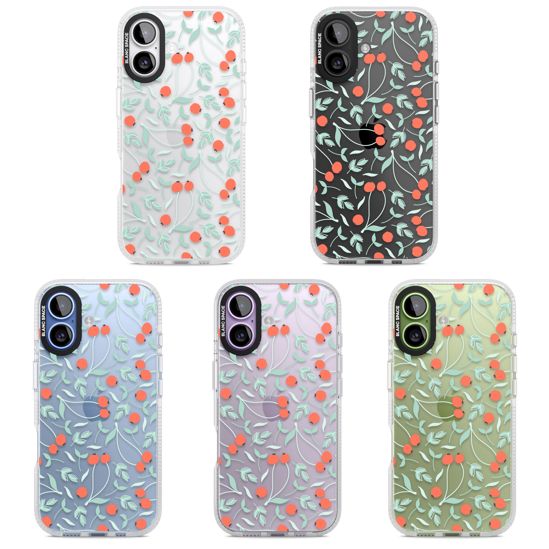 Red Berries Floral iPhone 17 Impact Air Clear Phone Case APT Impact Protection