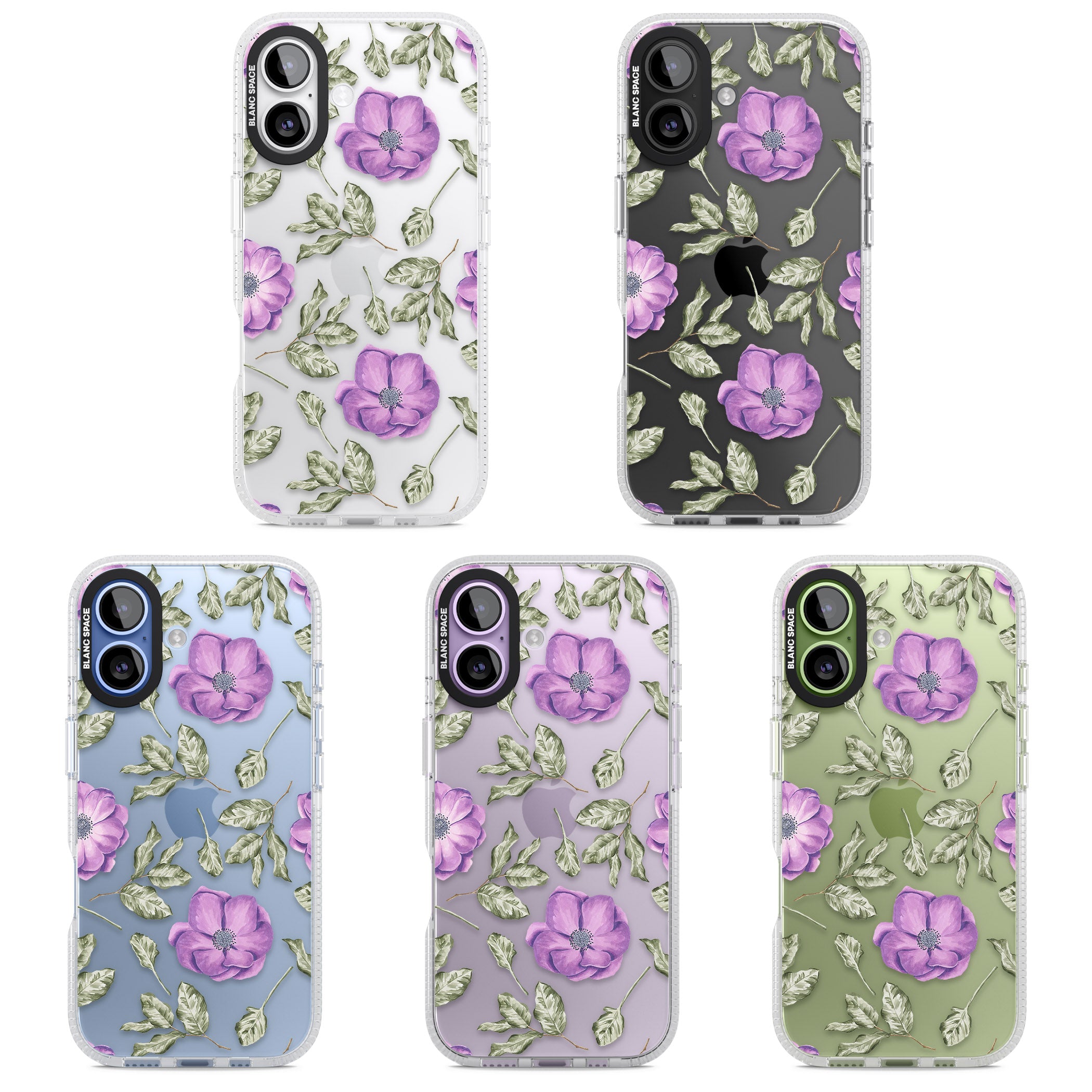 Purple Bloom Floral iPhone 17 Impact Air Clear Phone Case APT Impact Protection