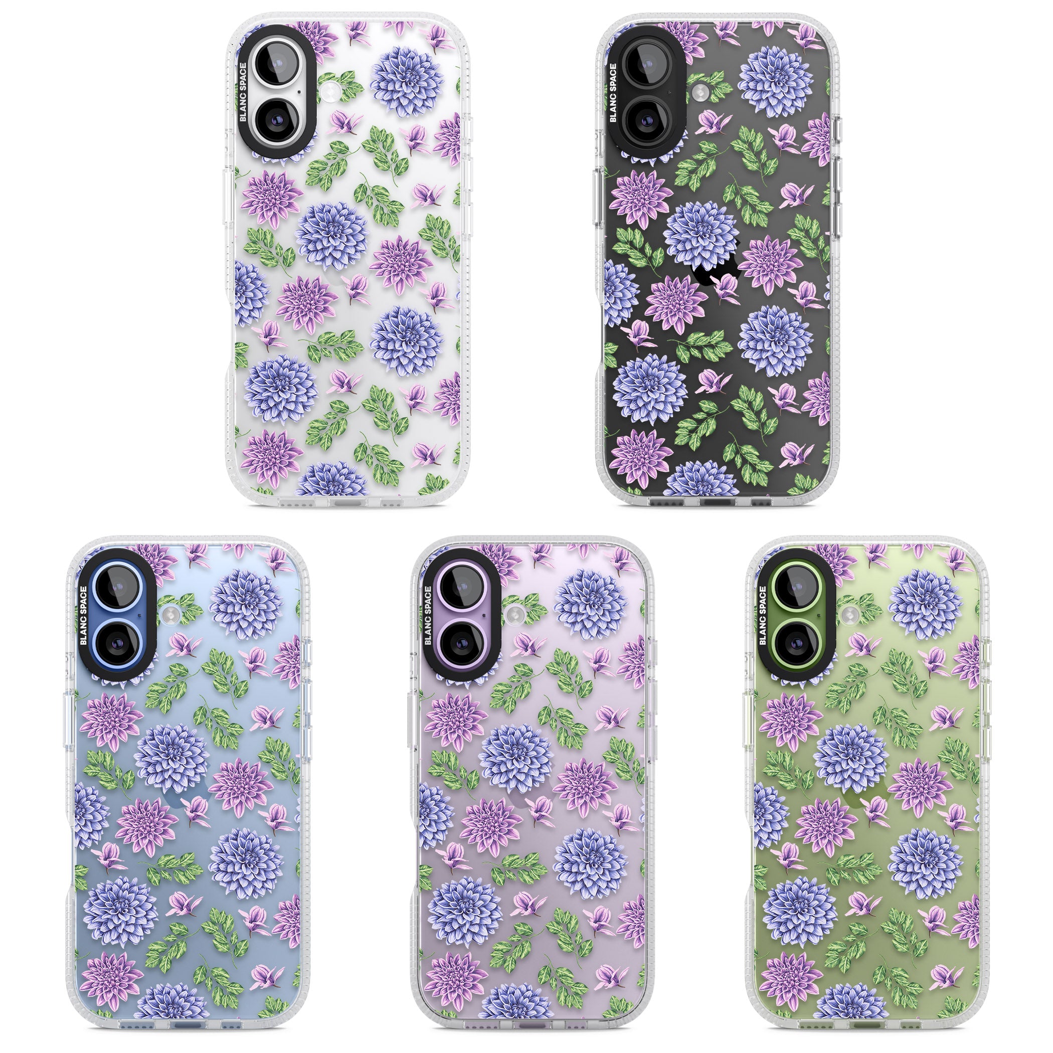 Purple Dahlias Floral iPhone 17 Impact Air Clear Phone Case APT Impact Protection