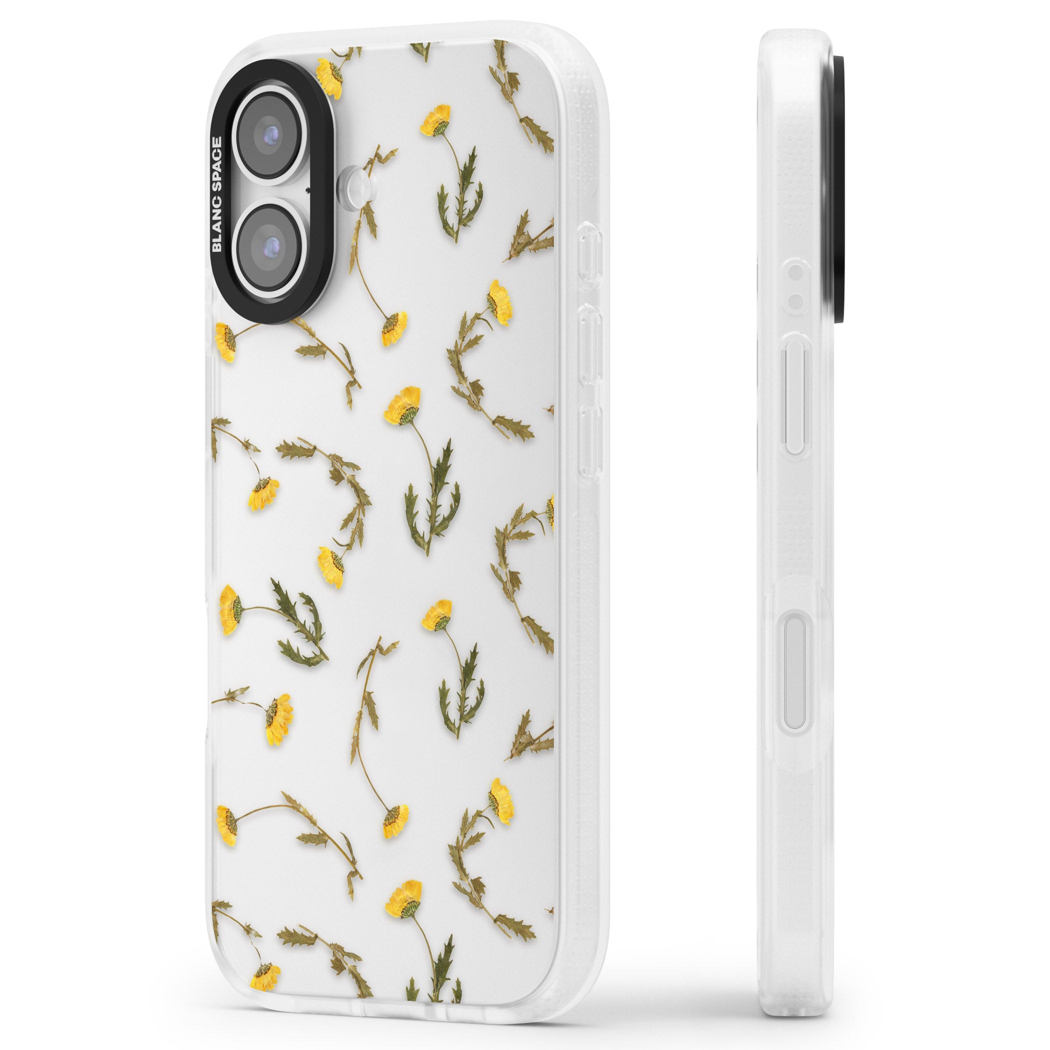 Wildflower Yellow iPhone 17 Impact Air Clear Phone Case Side Profile