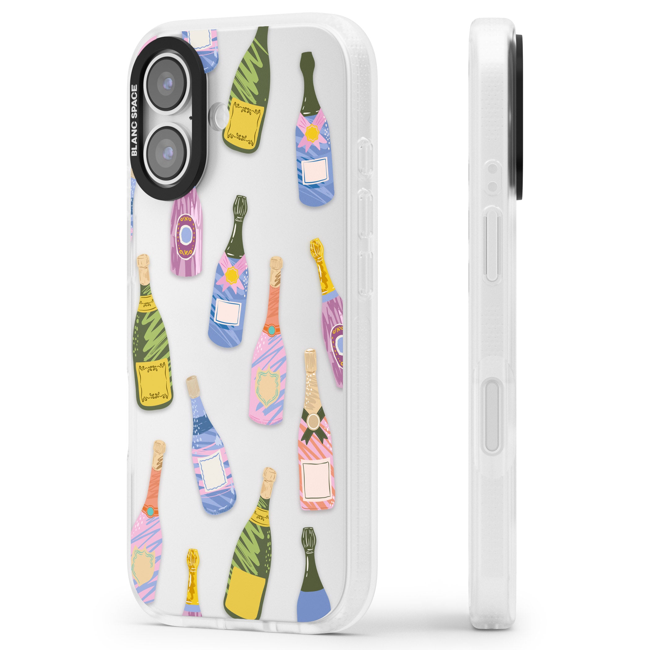 Champagne Pattern iPhone 17 Impact Air Clear Phone Case Side Profile
