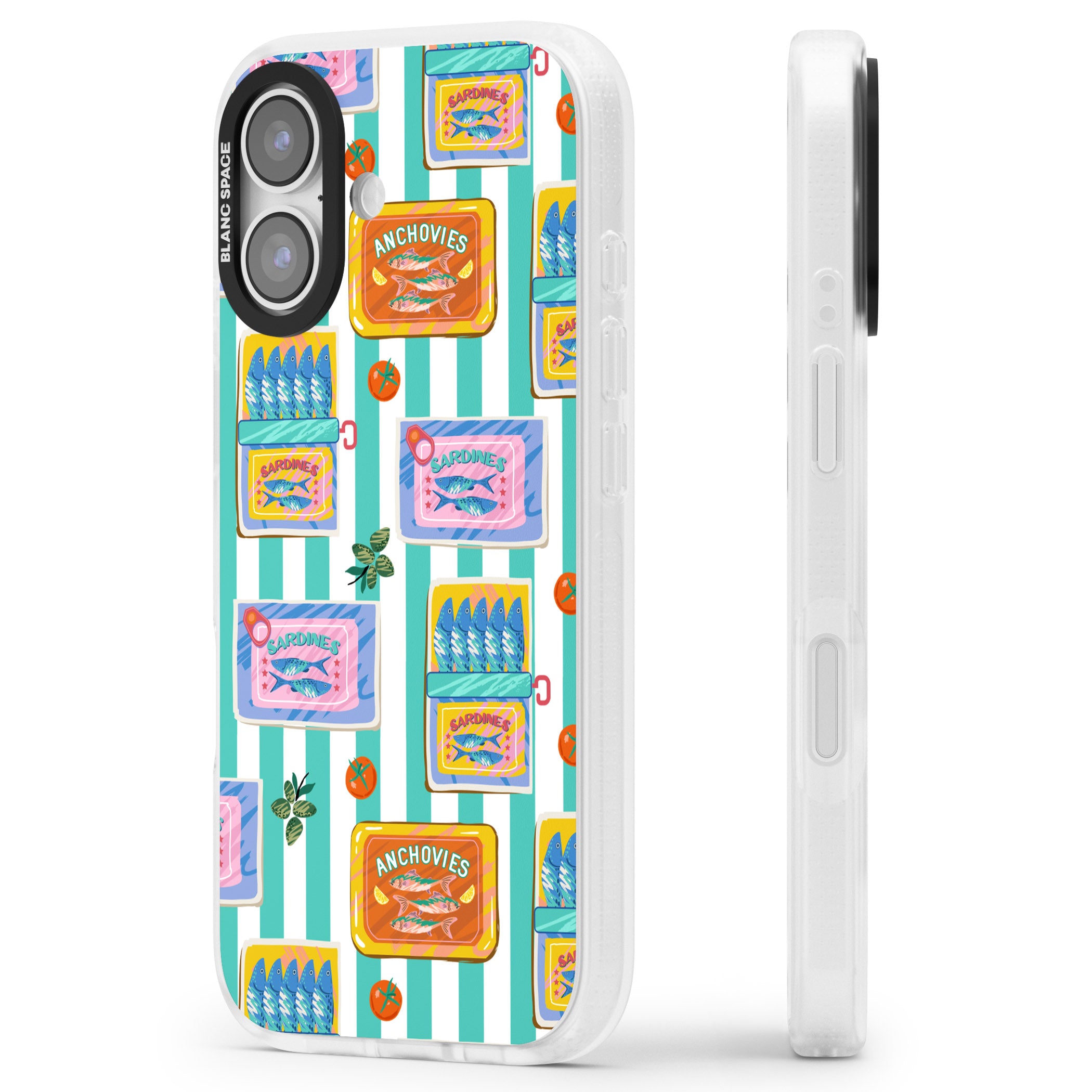 Sardine & Anchovy Stripes iPhone 17 Impact Air Clear Phone Case Side Profile