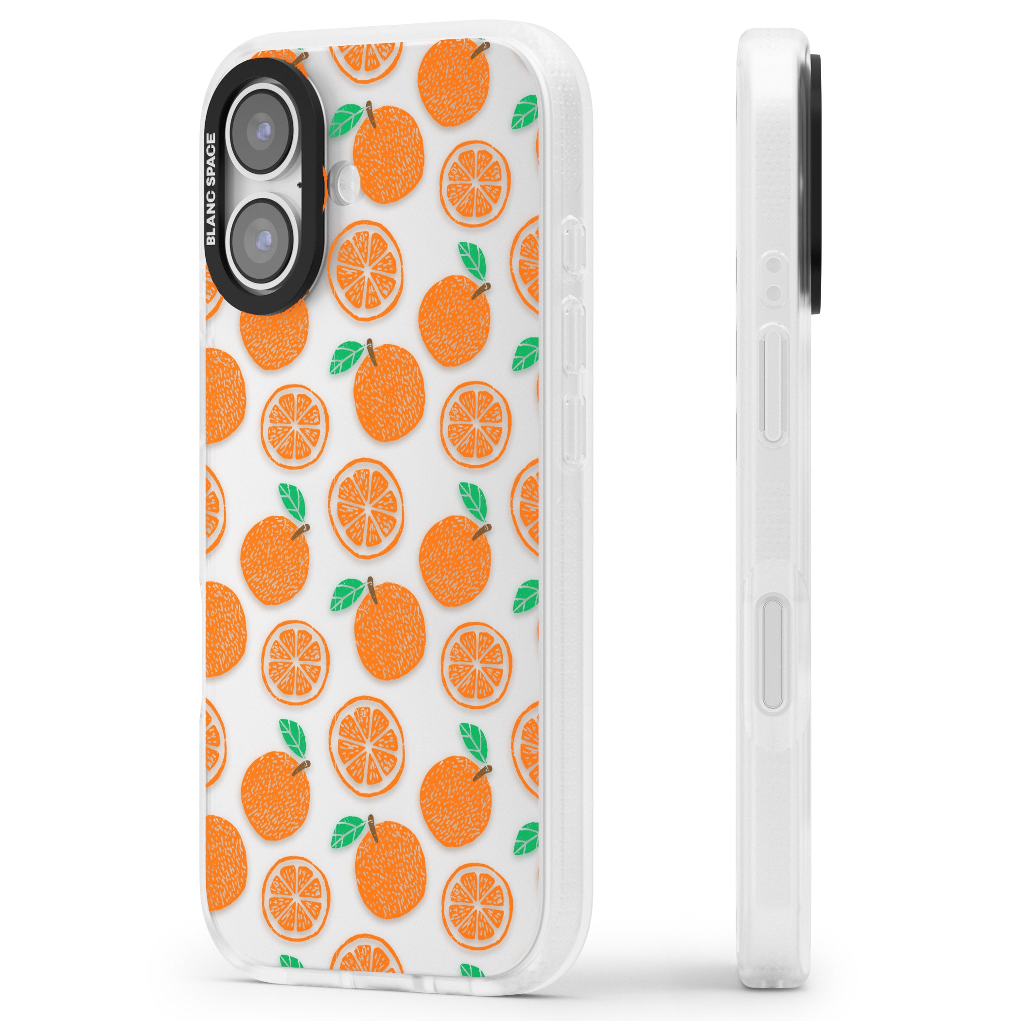 Orange Pattern iPhone 17 Impact Air Clear Phone Case Side Profile