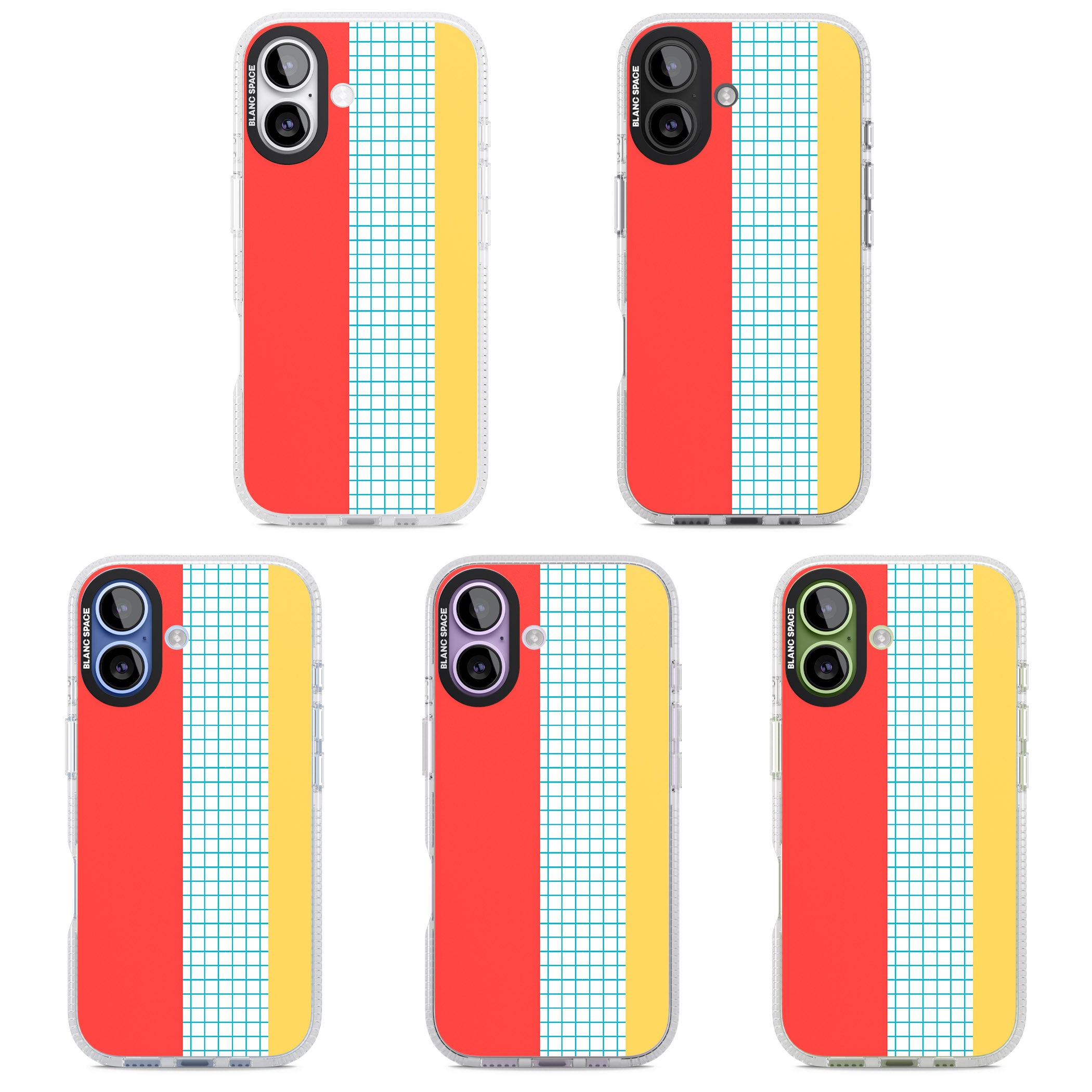 Abstract Grid Red, Blue, Yellow iPhone 17 Impact Air Clear Phone Case APT Impact Protection