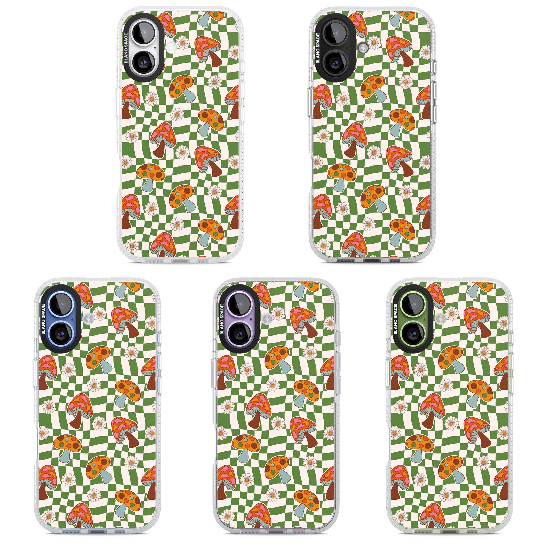 Wavy Checked Shroom & Bloom iPhone 17 Impact Air Clear Phone Case APT Impact Protection