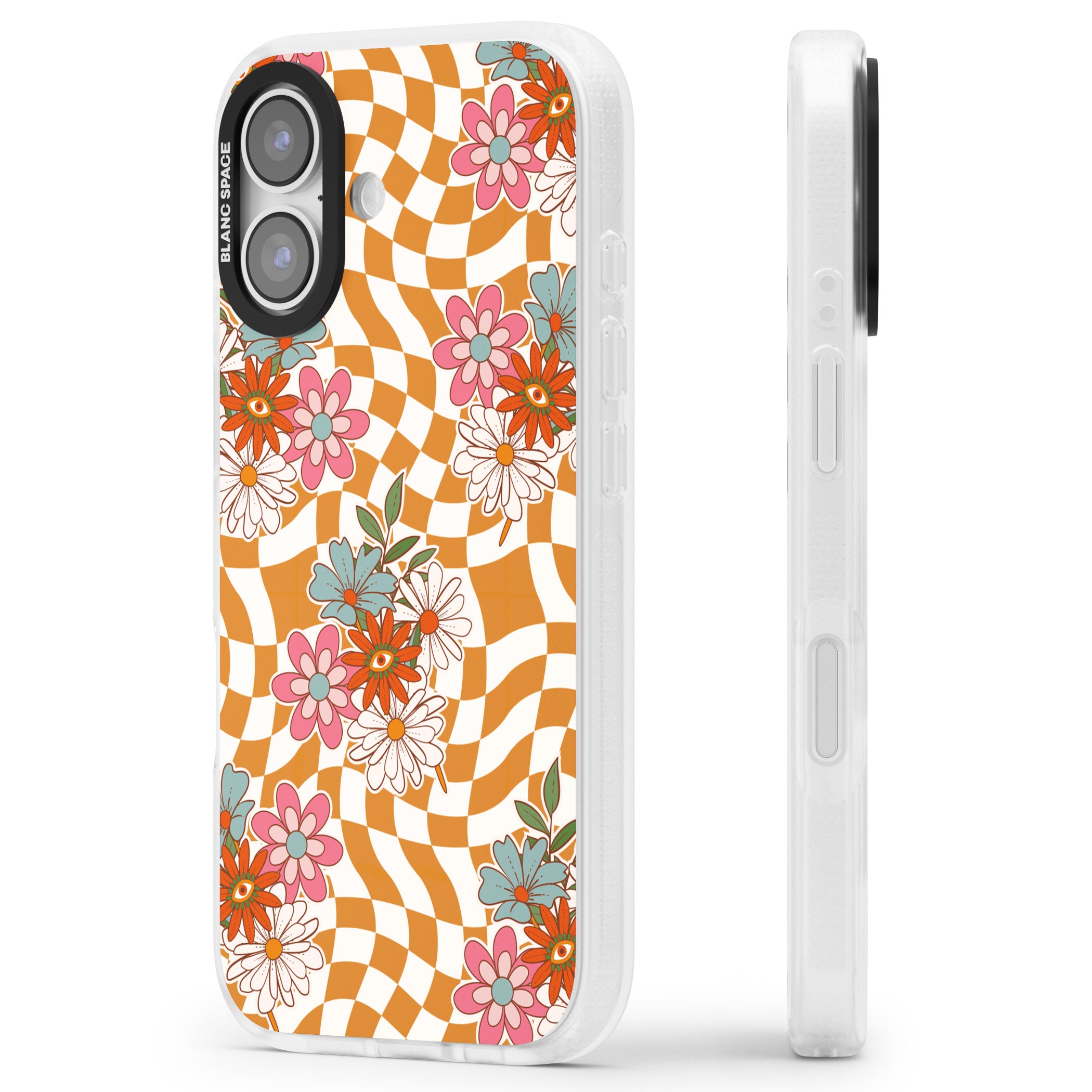 Wavy Checked Bloom iPhone 17 Impact Air Clear Phone Case Side Profile