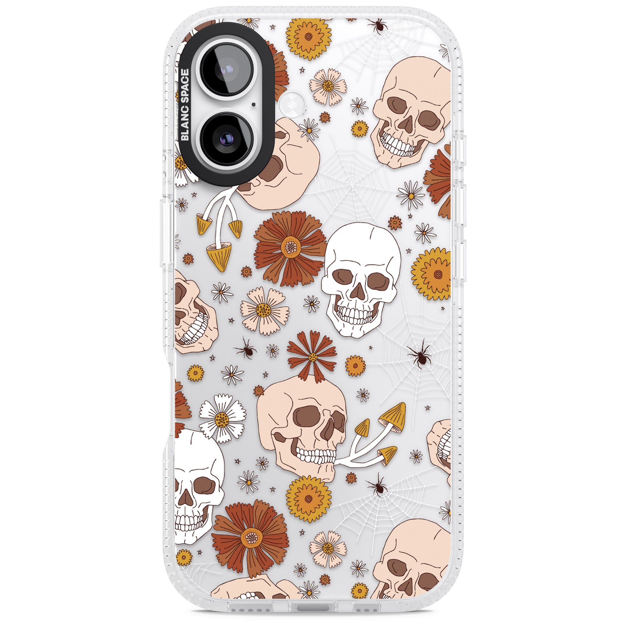 Halloween Skulls And Flowers iPhone 17 Impact Air Clear Phone Case