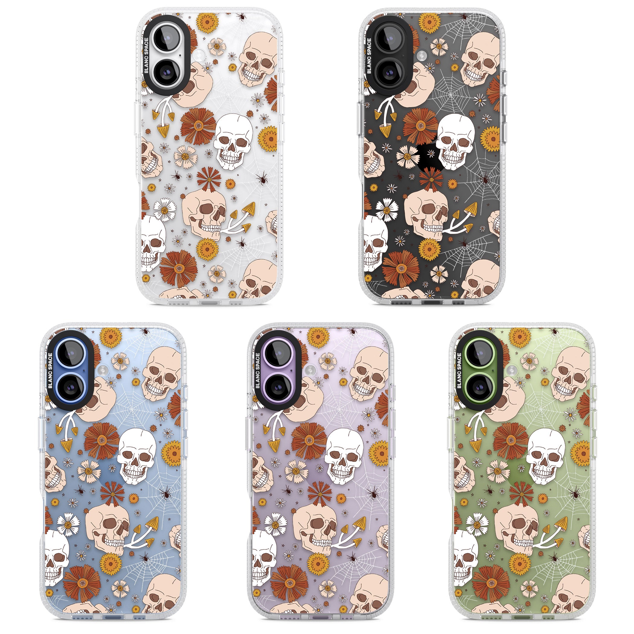 Halloween Skulls And Flowers iPhone 17 Impact Air Clear Phone Case APT Impact Protection