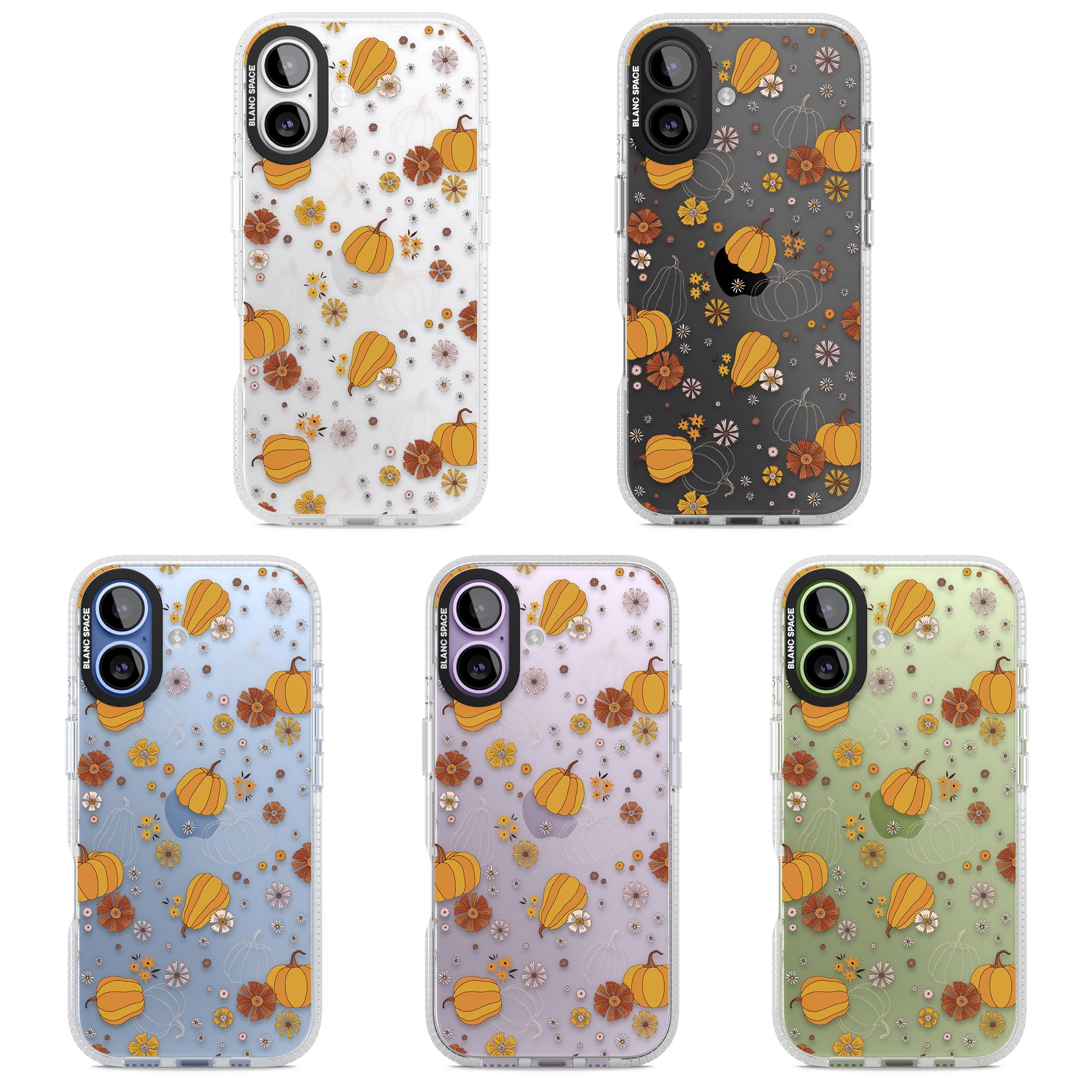 Halloween Pumpkins And Flowers iPhone 17 Impact Air Clear Phone Case APT Impact Protection