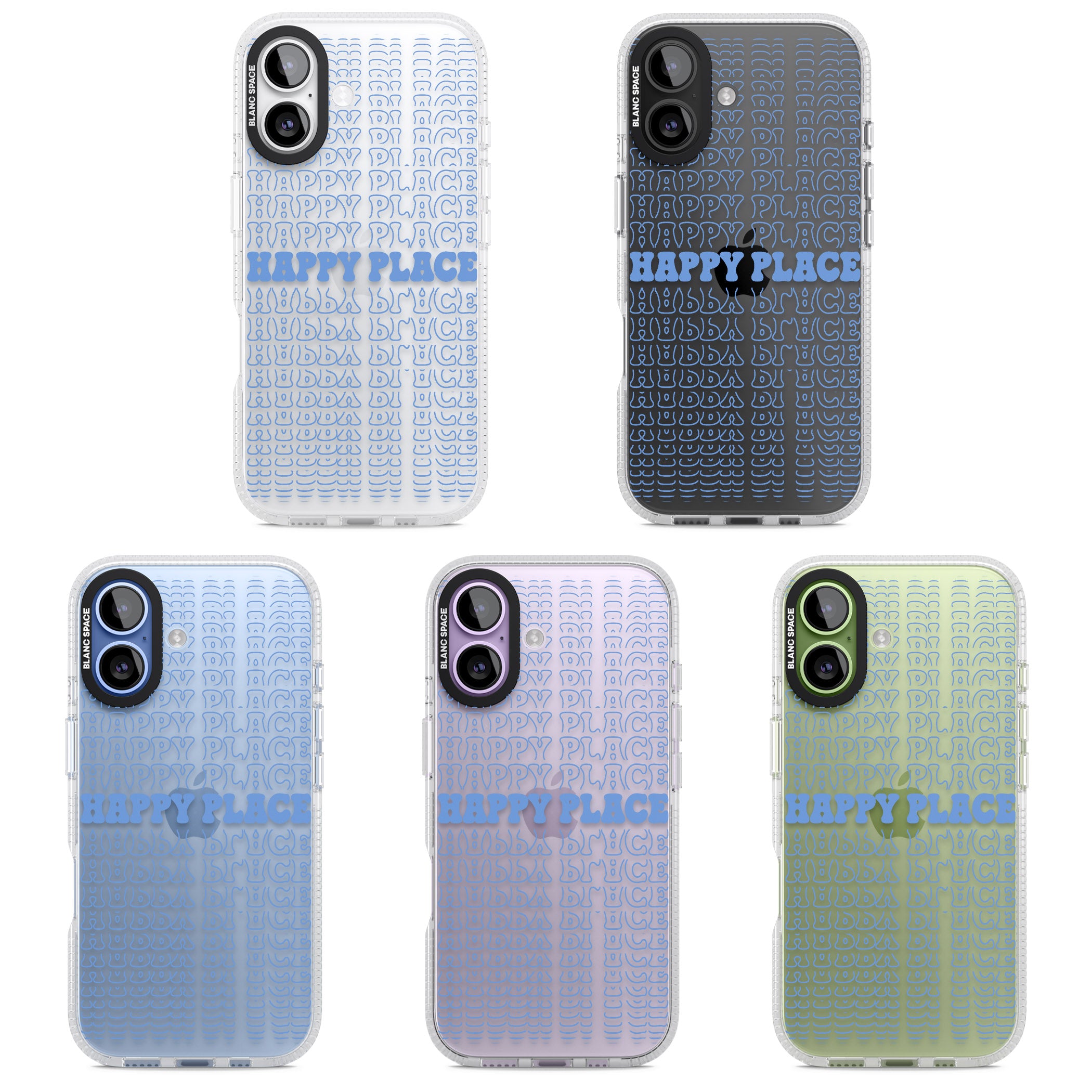 Happy Place (Blue) iPhone 17 Impact Air Clear Phone Case APT Impact Protection