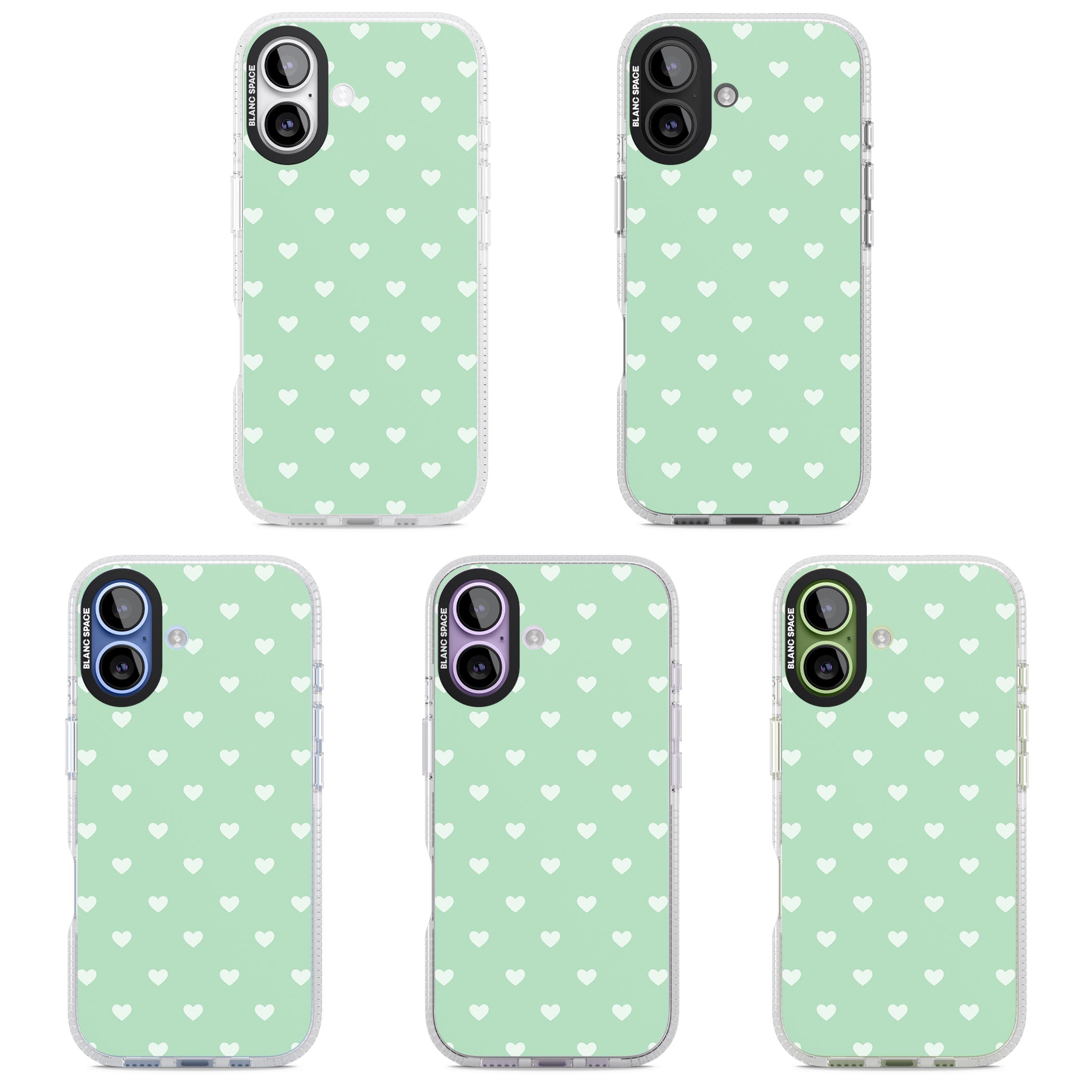 Small Heart Pattern: Green iPhone 17 Impact Air Clear Phone Case APT Impact Protection