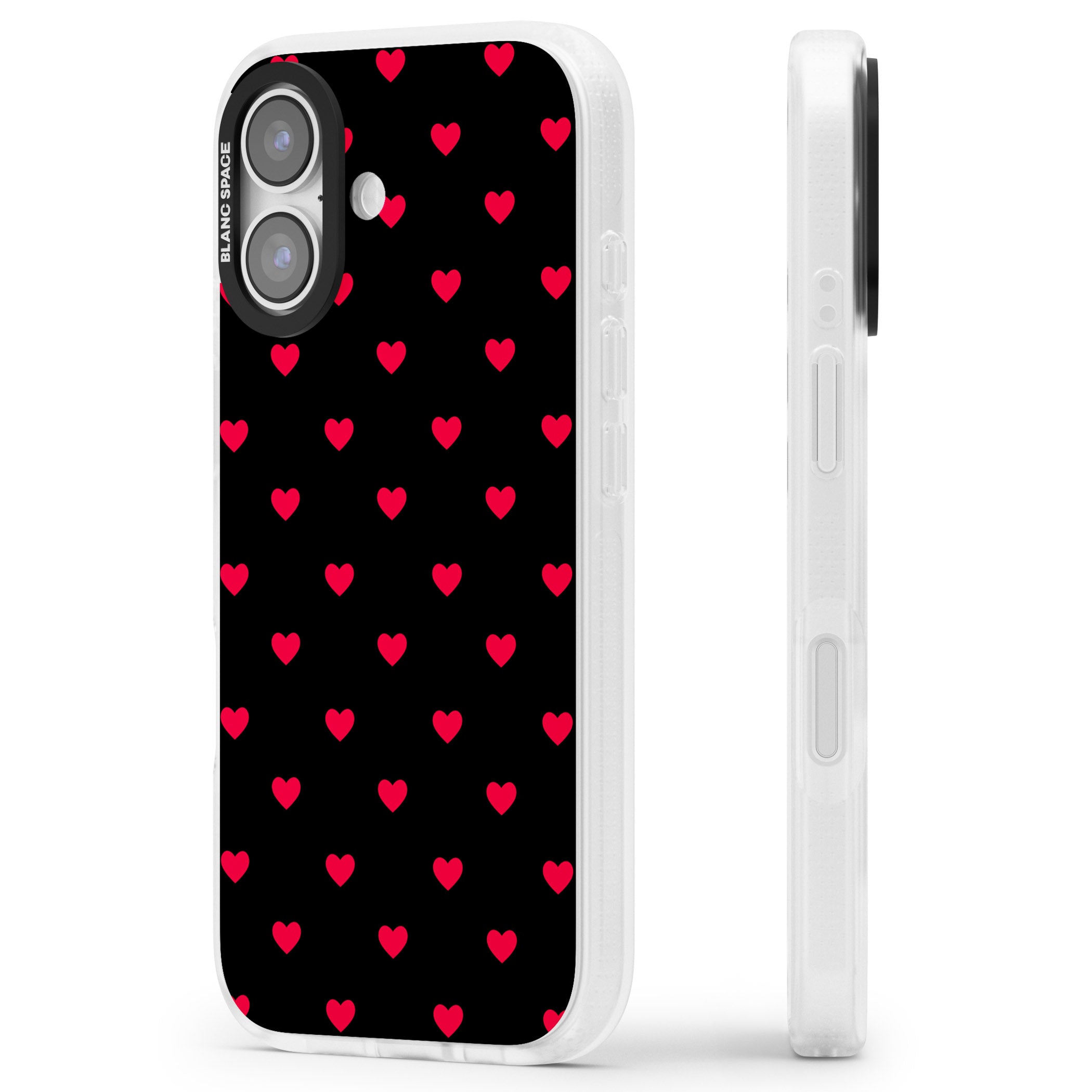 Small Heart Pattern: Red & iPhone 17 Impact Air Clear Phone Case Side Profile