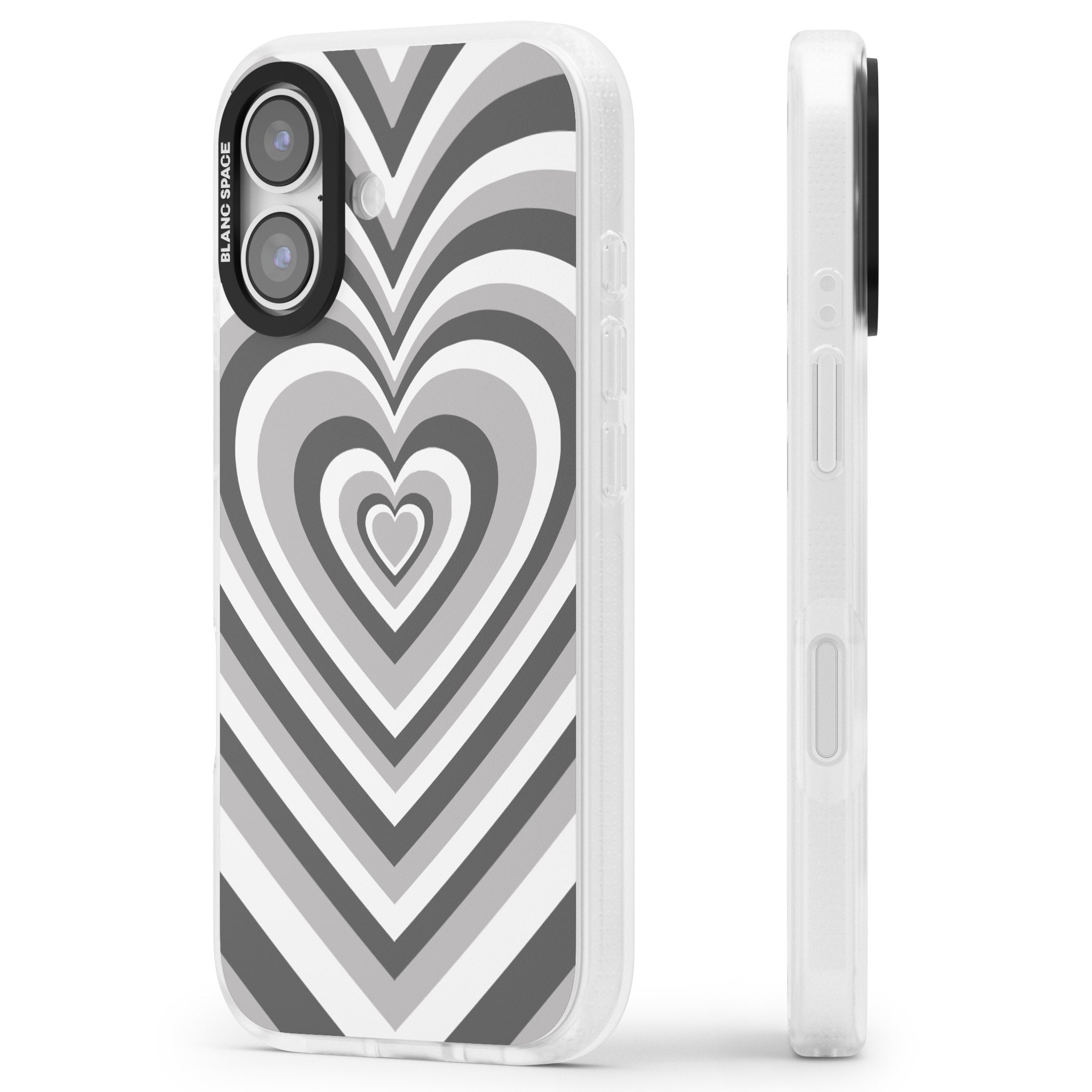 Monochrome Heart Illusion iPhone 17 Impact Air Clear Phone Case Side Profile