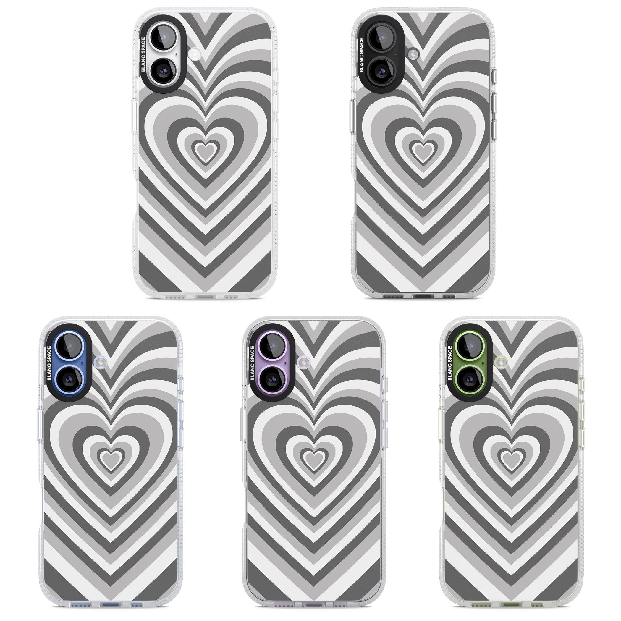 Monochrome Heart Illusion iPhone 17 Impact Air Clear Phone Case APT Impact Protection