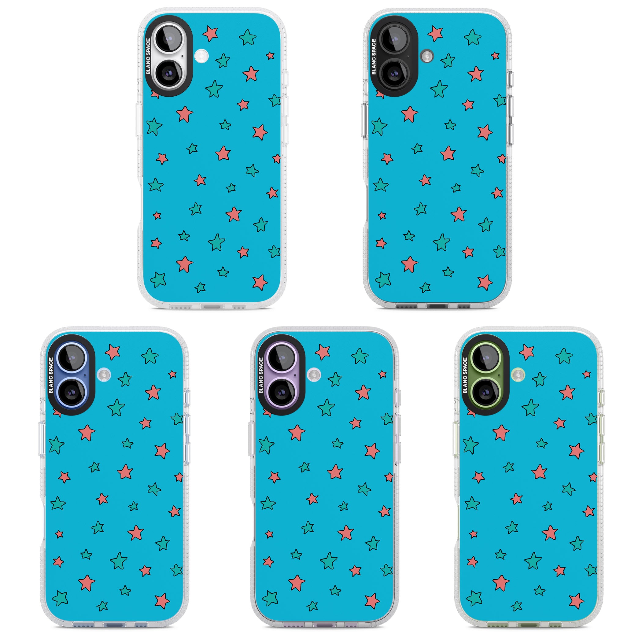 Blue Heartstopper Stars Pattern iPhone 17 Impact Air Clear Phone Case APT Impact Protection