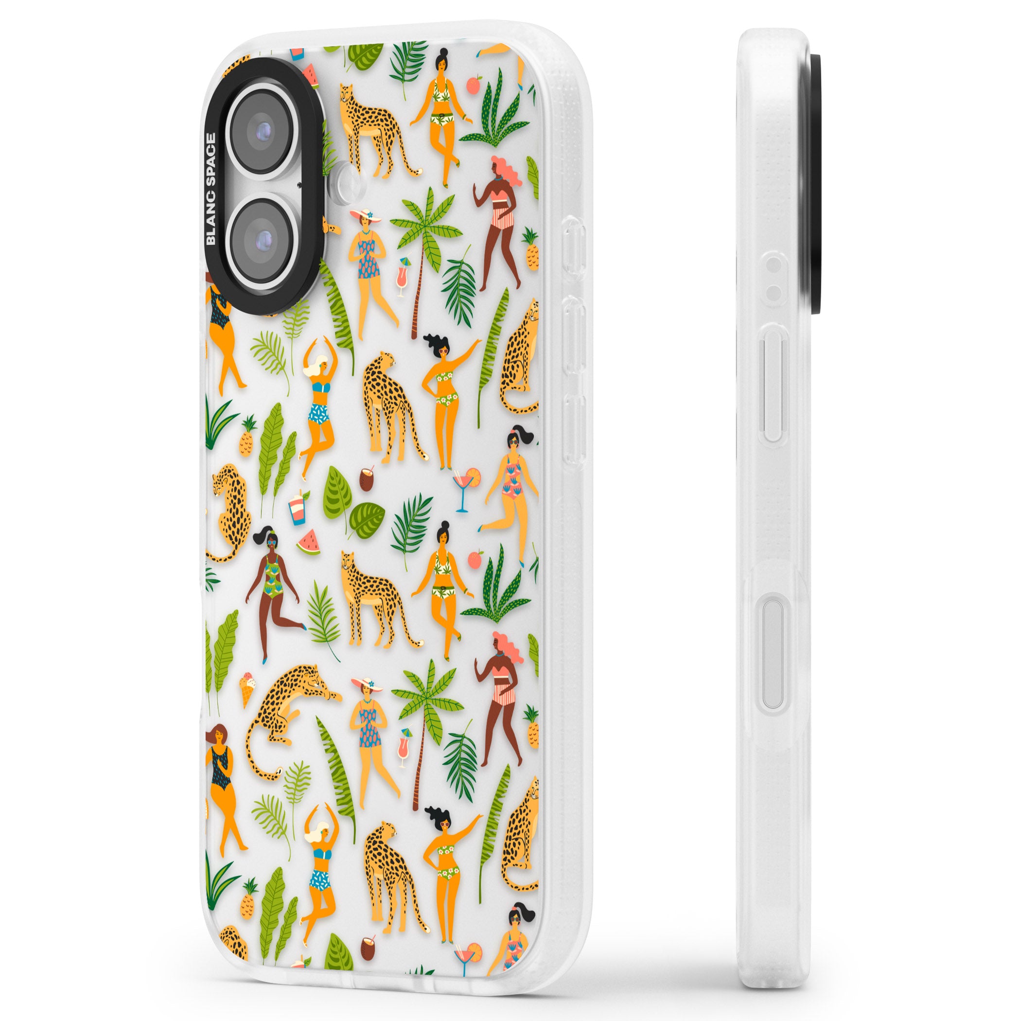 Tropical Party Vibes iPhone 17 Impact Air Clear Phone Case Side Profile