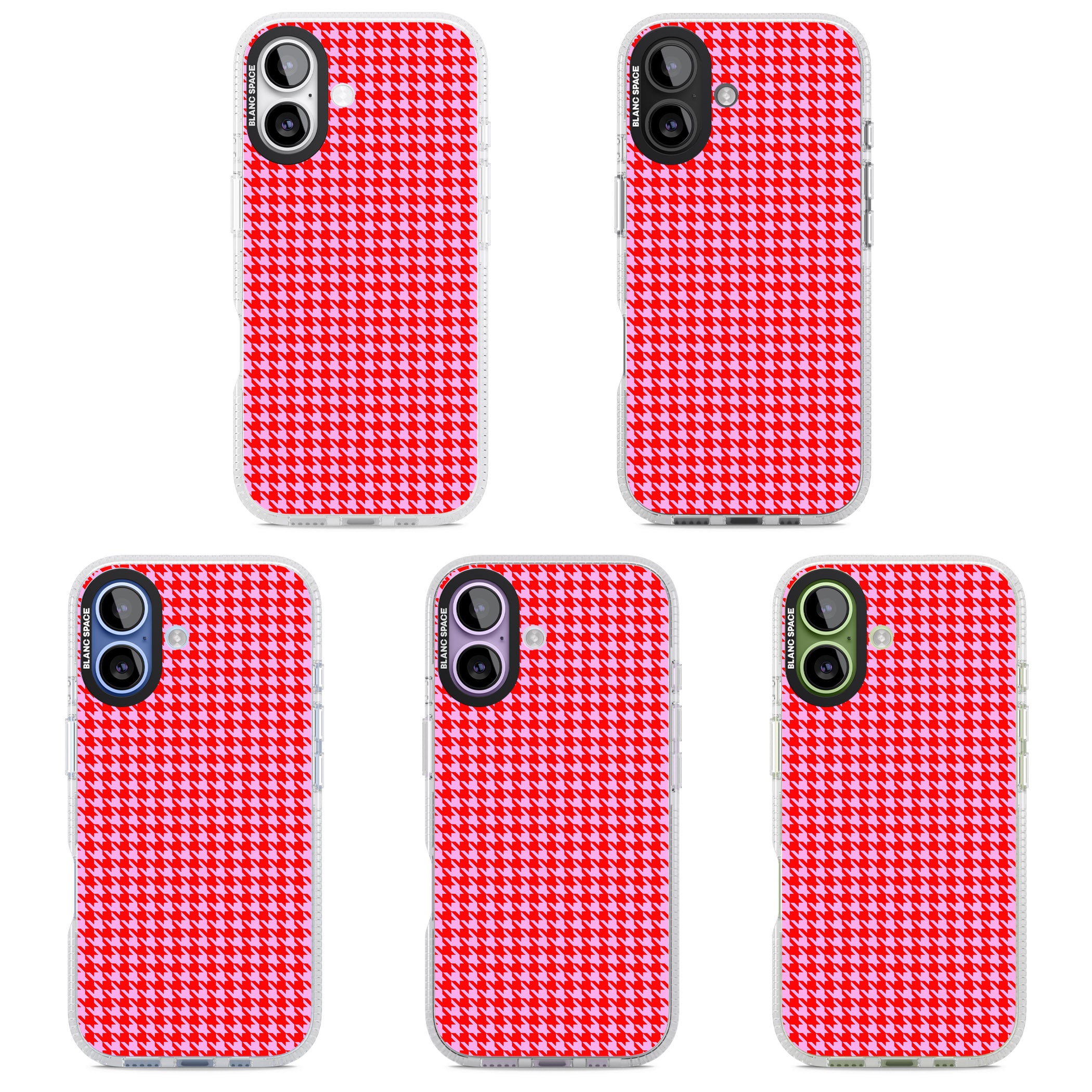Neon Pink & Red Houndstooth iPhone 17 Impact Air Clear Phone Case APT Impact Protection
