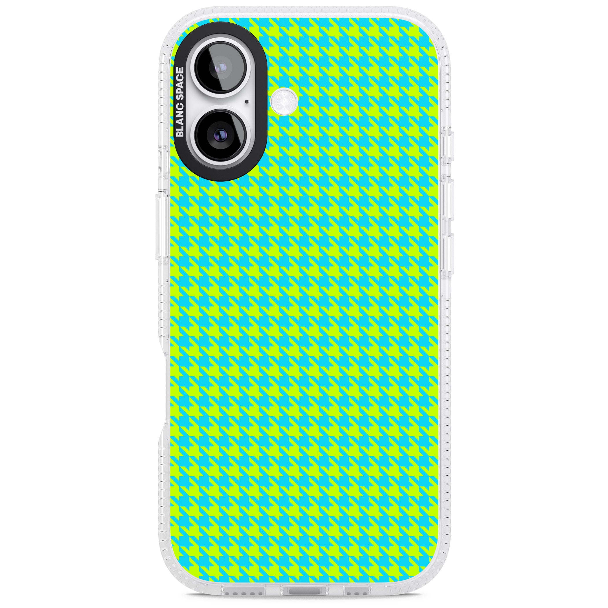 Neon Lime & Turquoise Houndstooth iPhone 17 Impact Air Clear Phone Case