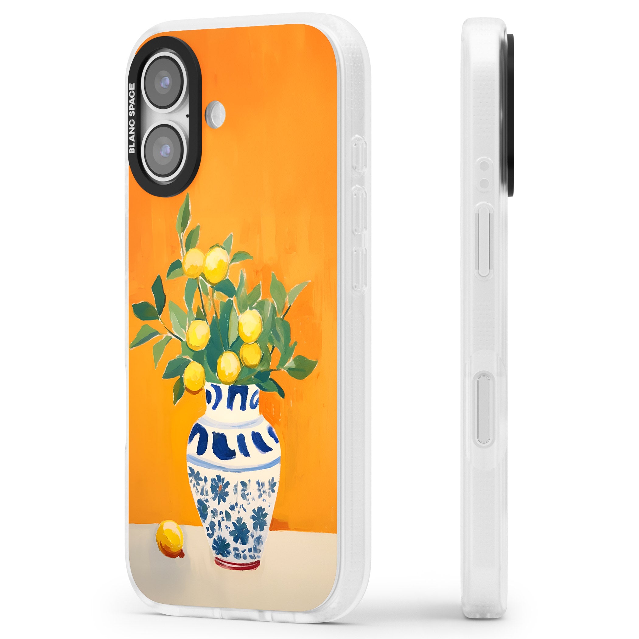 Lemon Vase iPhone 17 Impact Air Clear Phone Case Side Profile