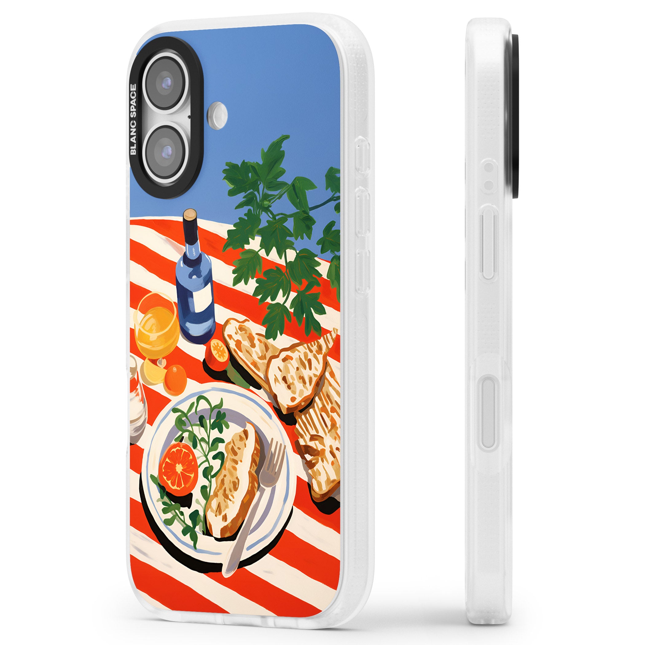 Mediterranean Lunch Table iPhone 17 Impact Air Clear Phone Case Side Profile